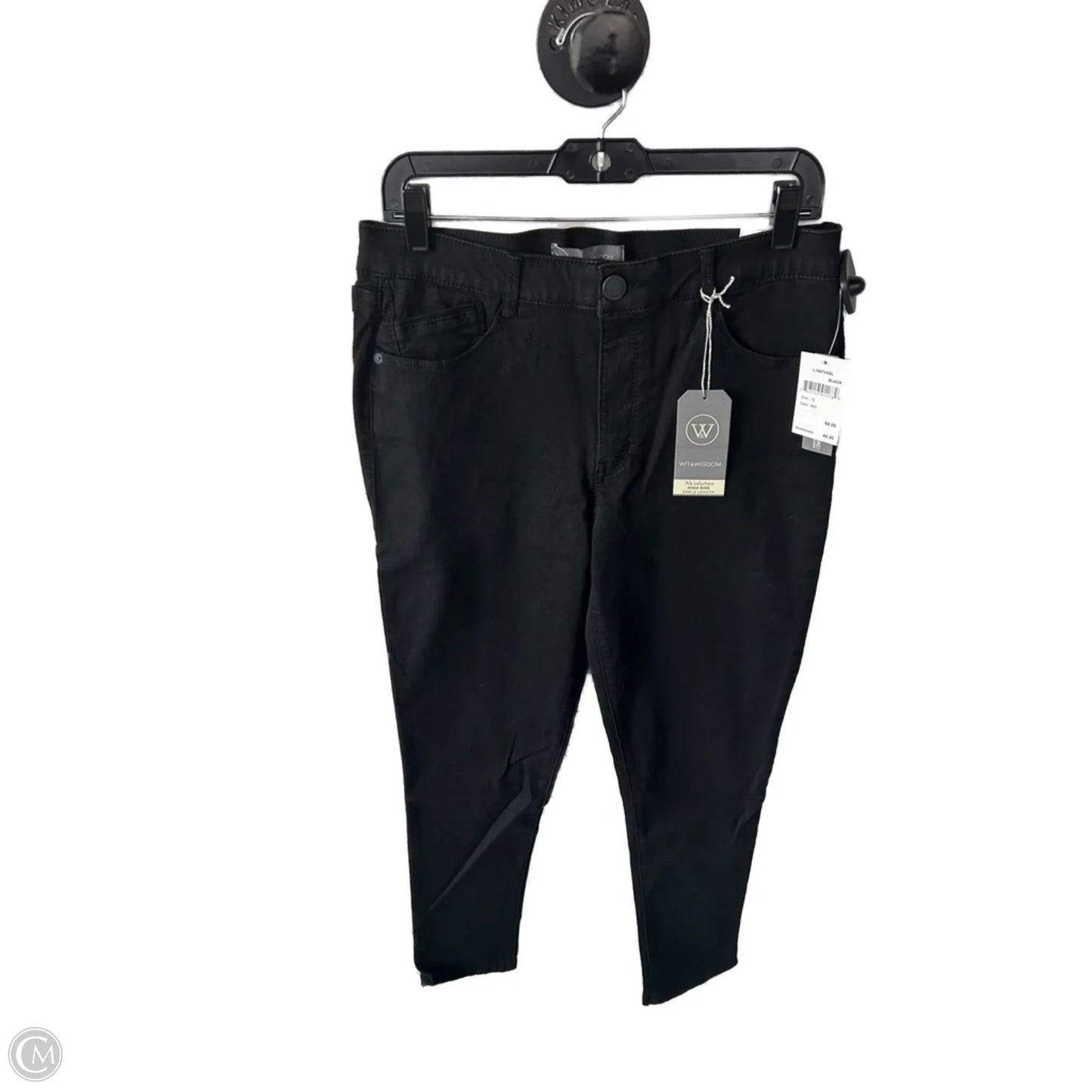 Jeans Skinny By Wit & Wisdom In Black Denim, Size: 10