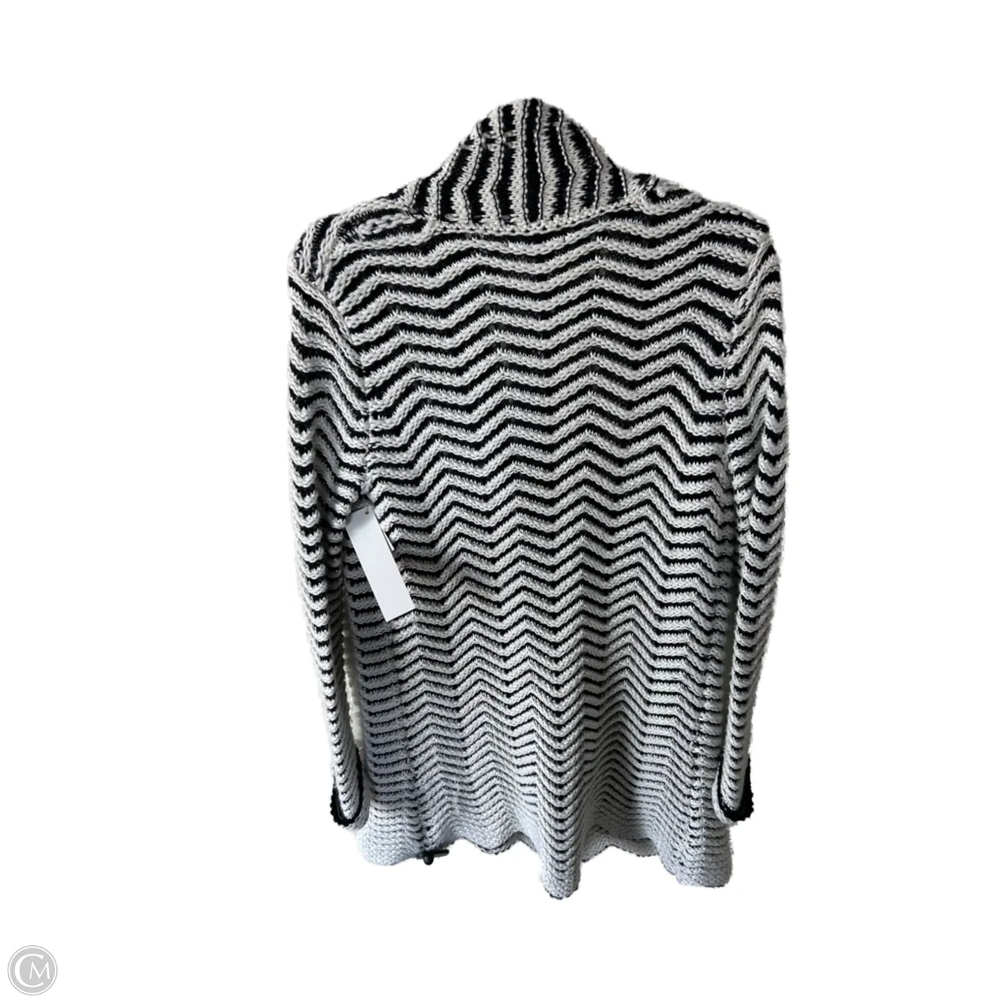 Sweater Cardigan By Ella Moss In Black & White, Size: S
