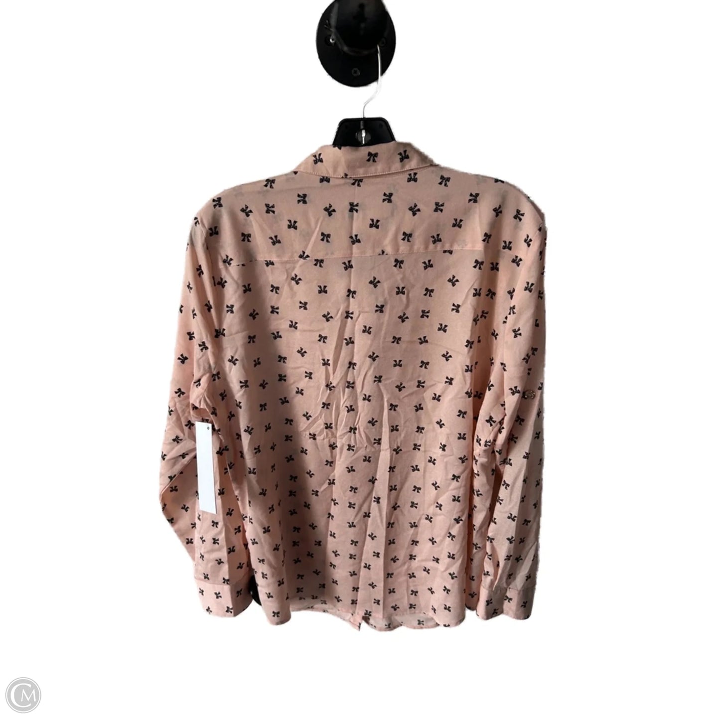 Top Long Sleeve Designer By Karl Lagerfeld In Black & Pink, Size: L