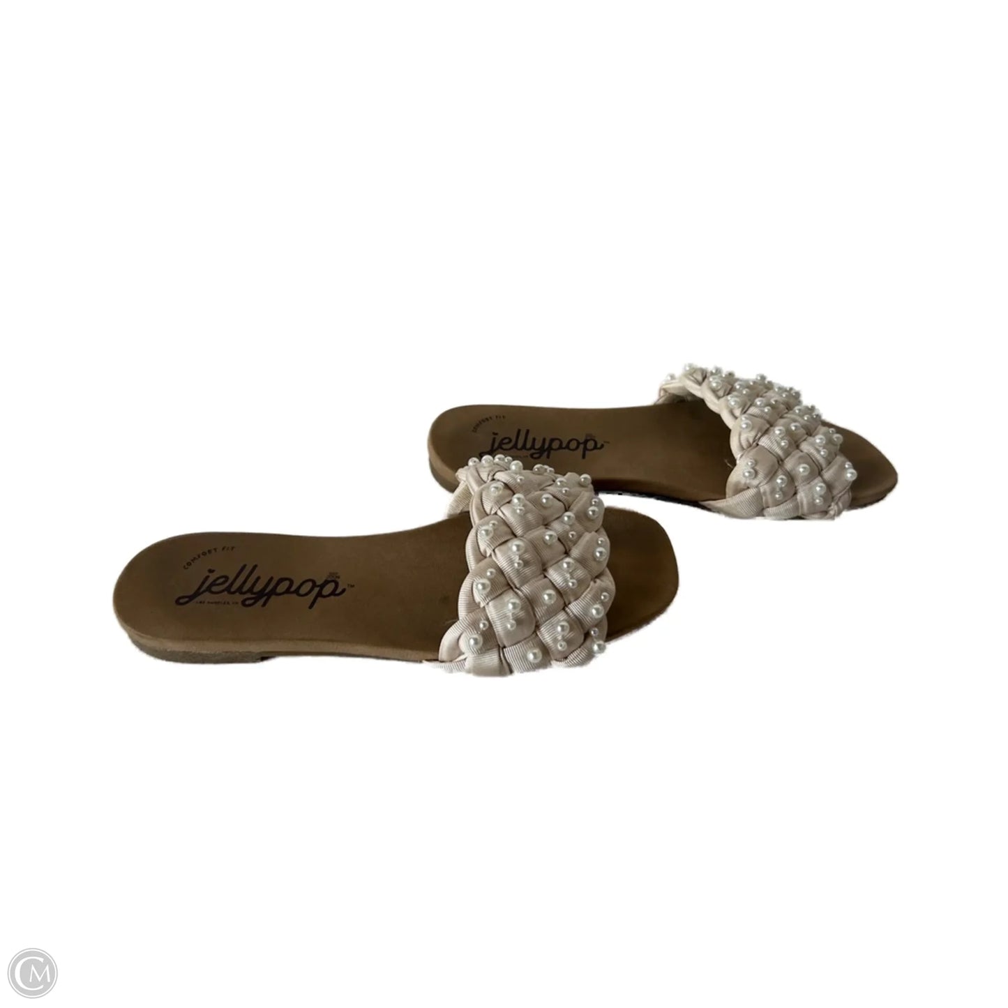 Sandals Flats By Jelly Pop In Tan & White, Size: 7