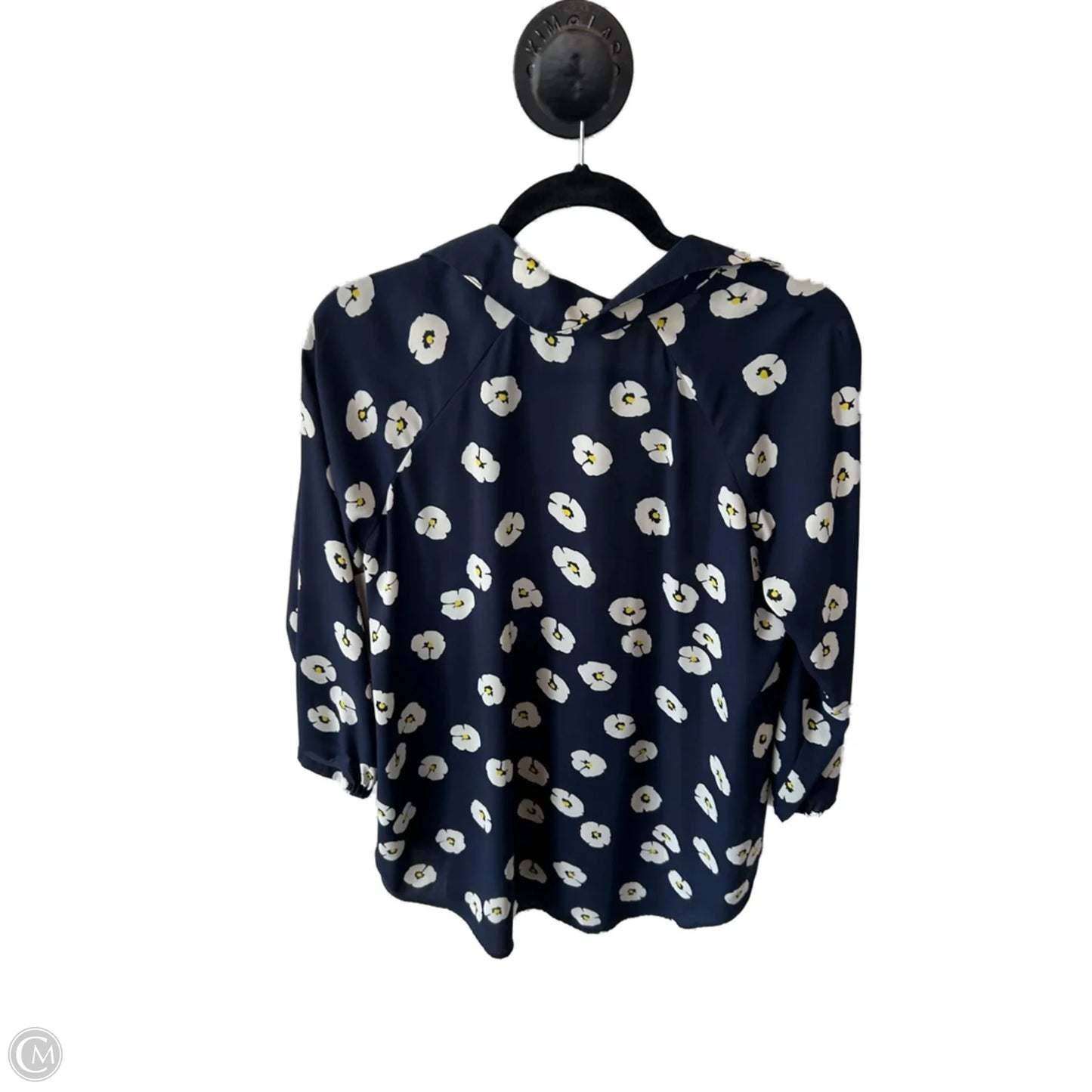Top 3/4 Sleeve By Cabi In Blue & White, Size: Xs