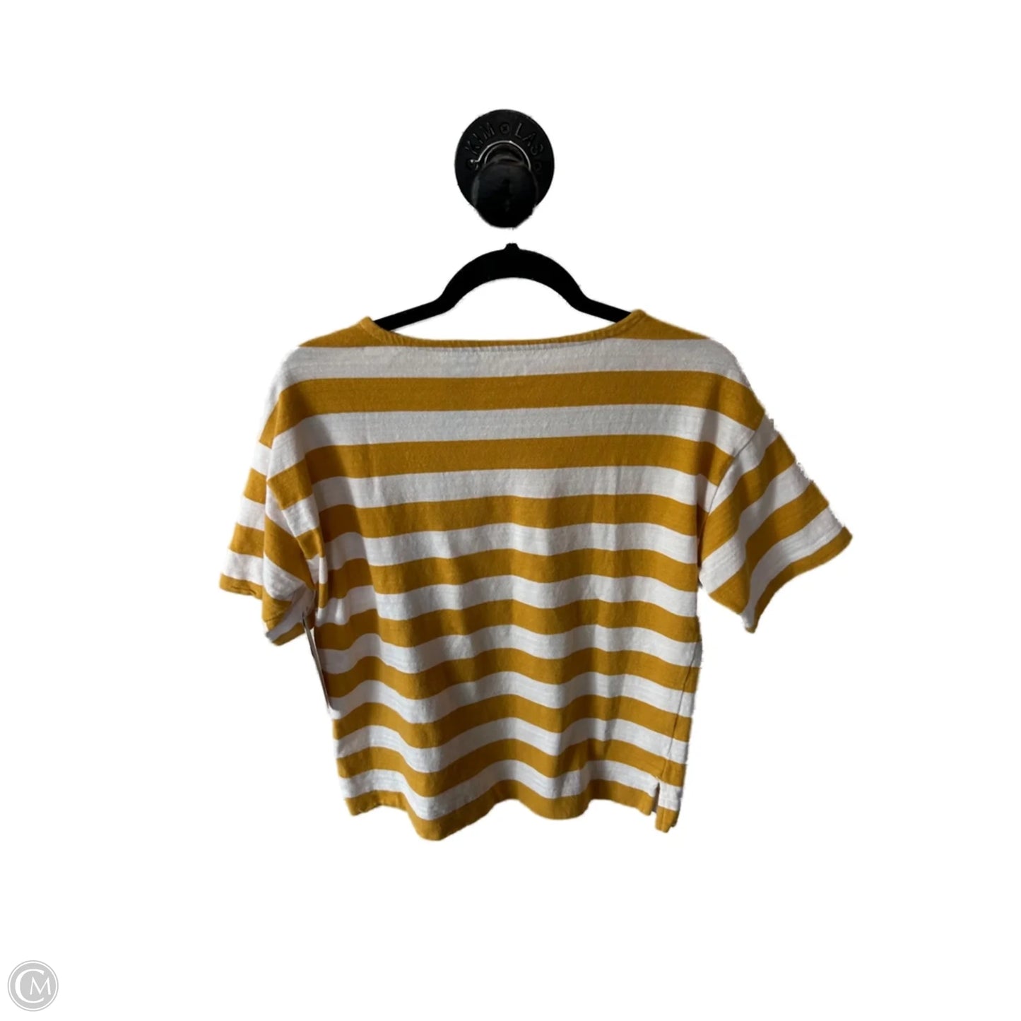 Top Short Sleeve By Loft In White & Yellow, Size: Sp