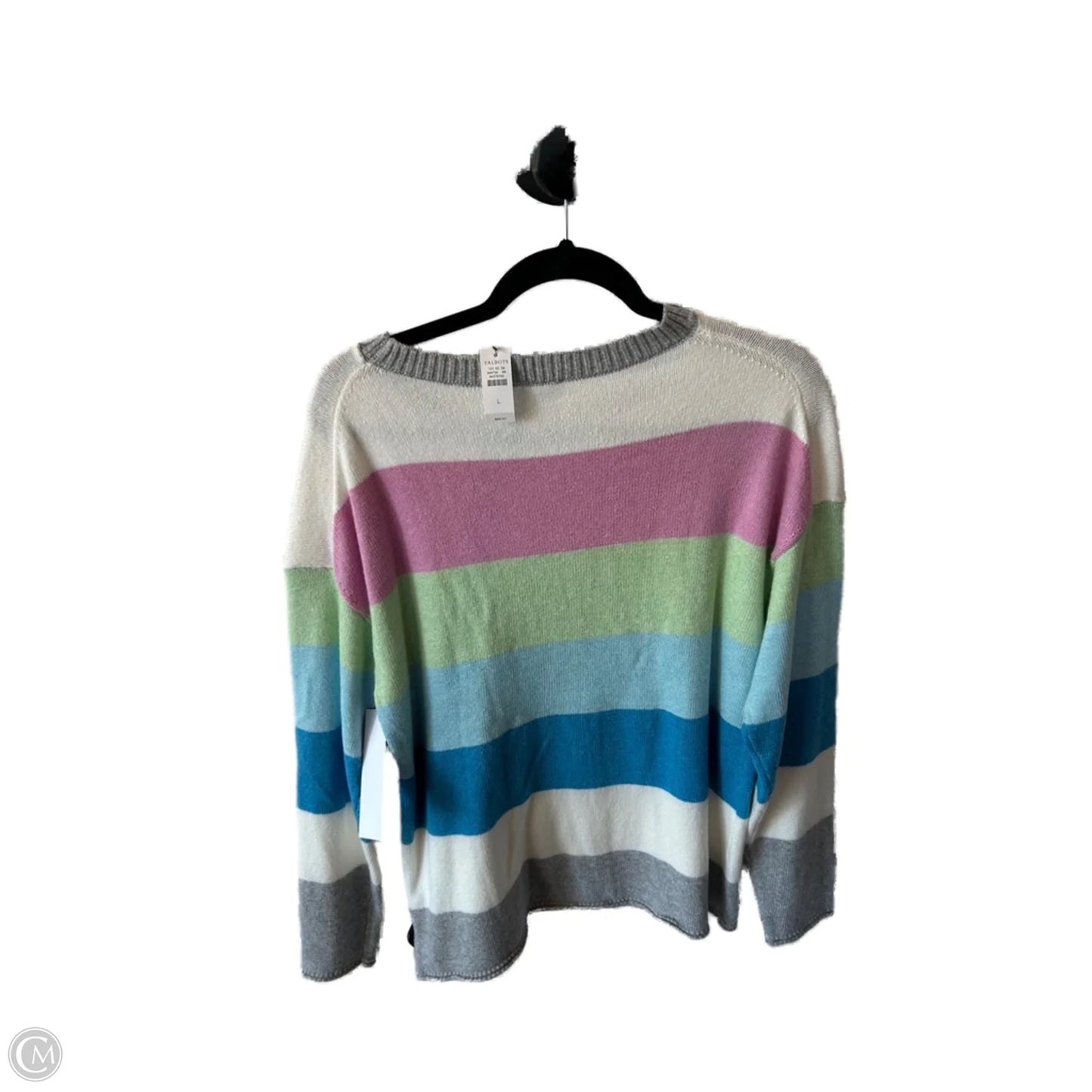 Sweater By Talbots In Grey & Pink, Size: L