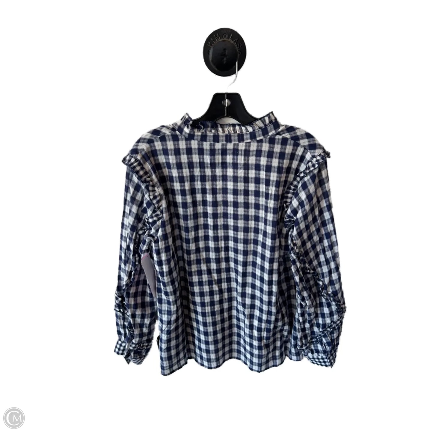 Top Long Sleeve By Tuckernuck In Blue & White, Size: L