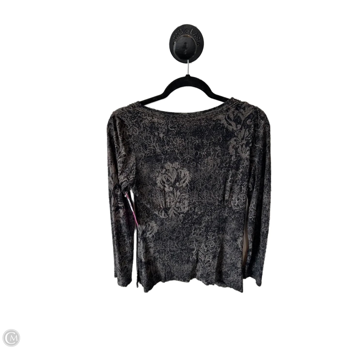 Top Long Sleeve By Calvin Klein In Black & Brown, Size: M
