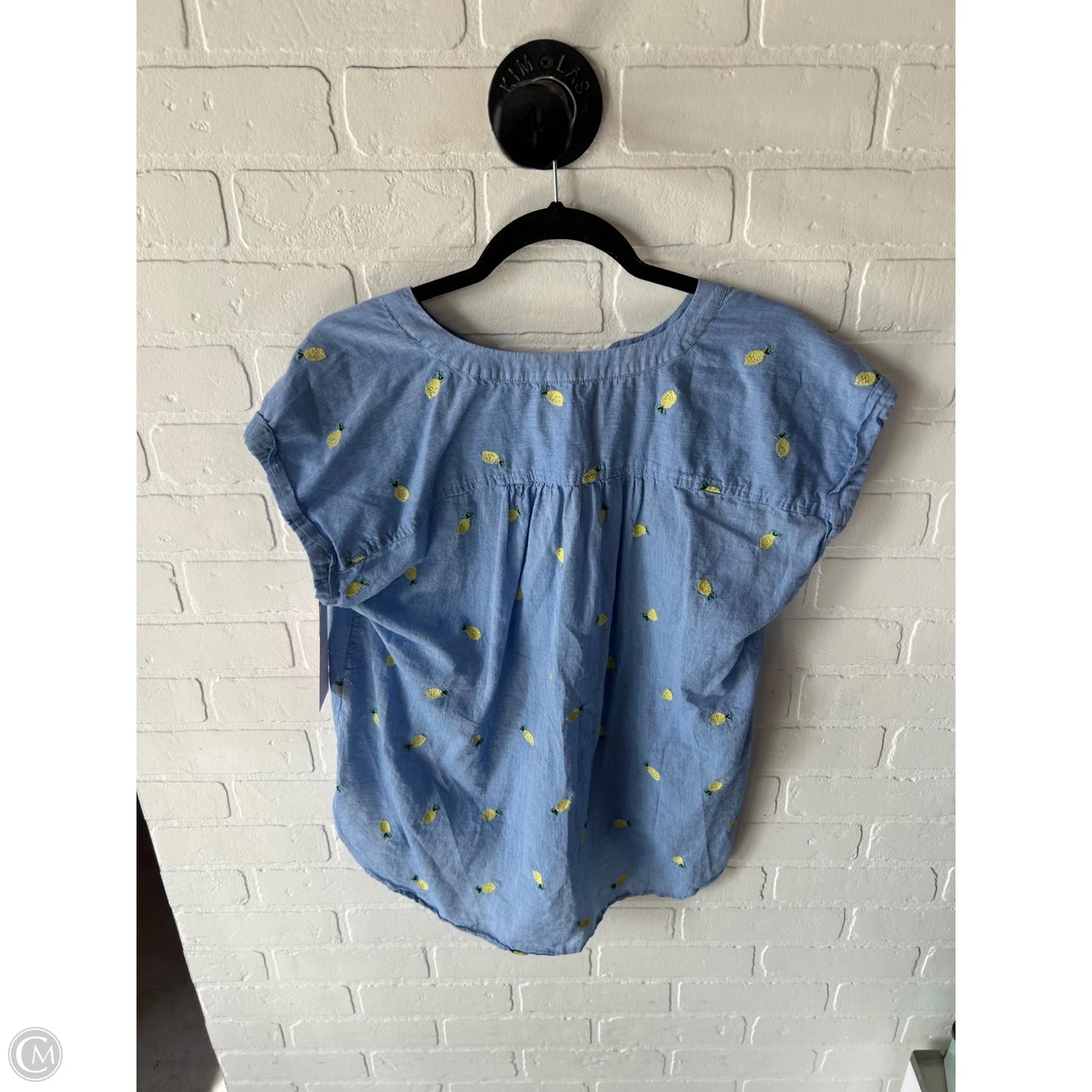 Top Short Sleeve By Loft In Blue & Yellow, Size: M