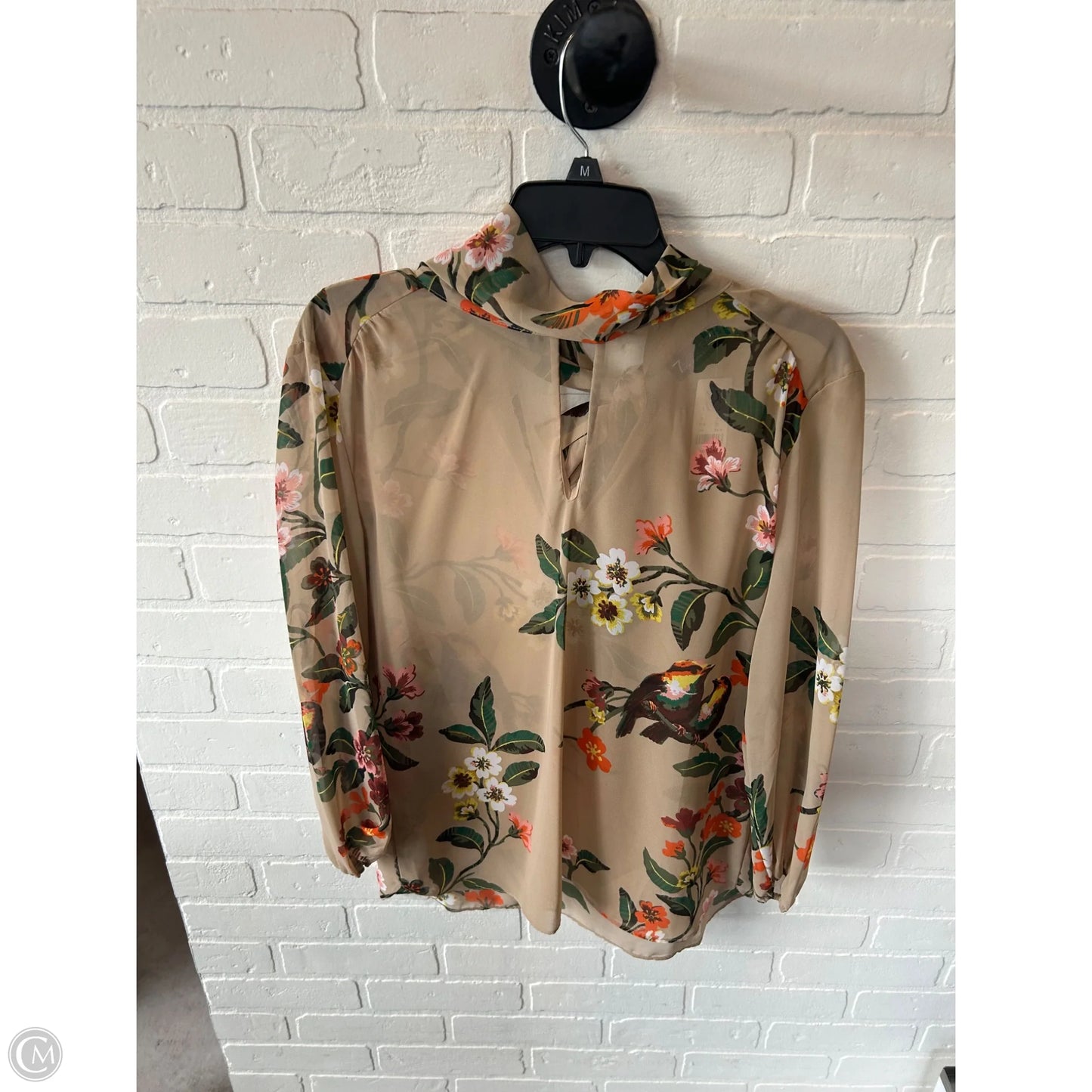 Top Long Sleeve By New York And Co In Green & Tan, Size: M