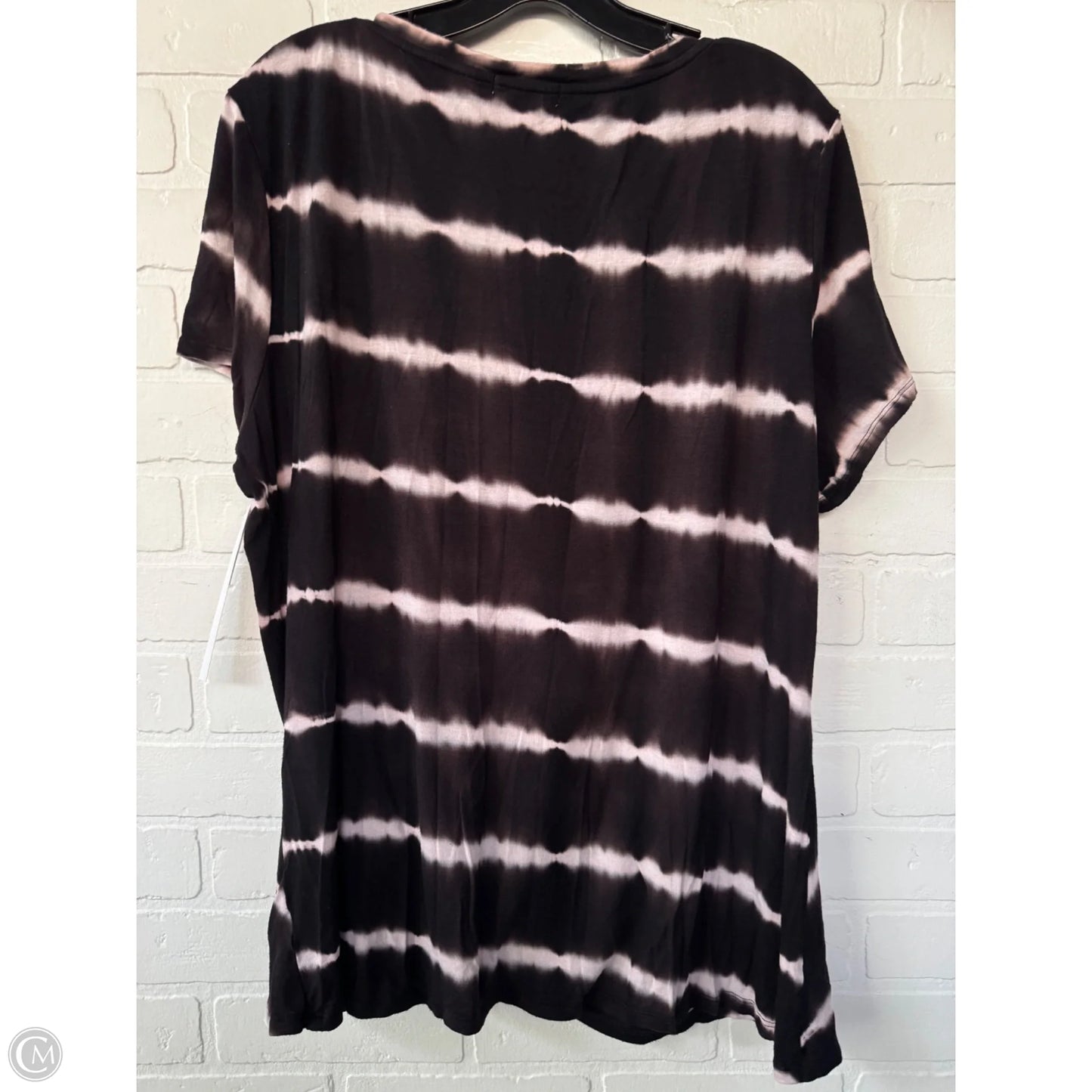 Top Short Sleeve Basic By Nine Britton In Black & Pink, Size: Xxl