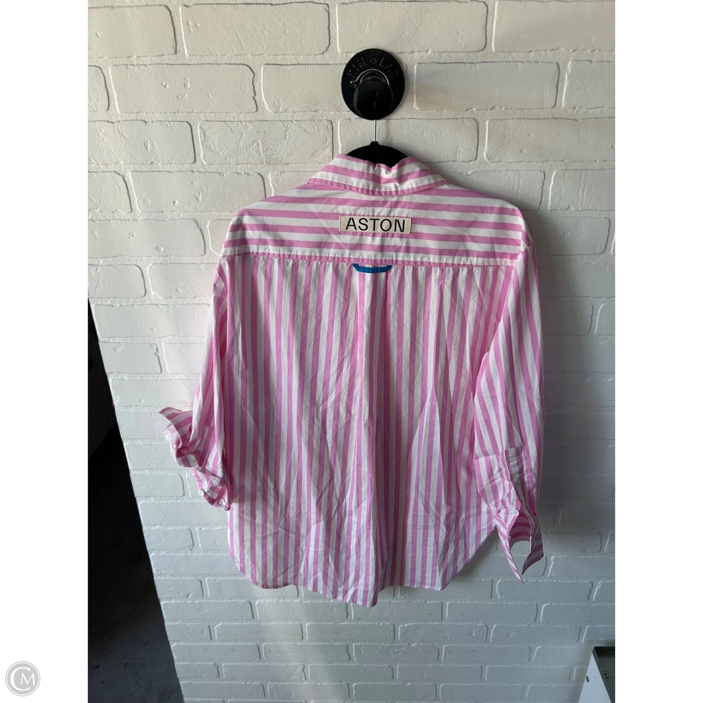 Top Long Sleeve By Aston In Pink & White, Size: S