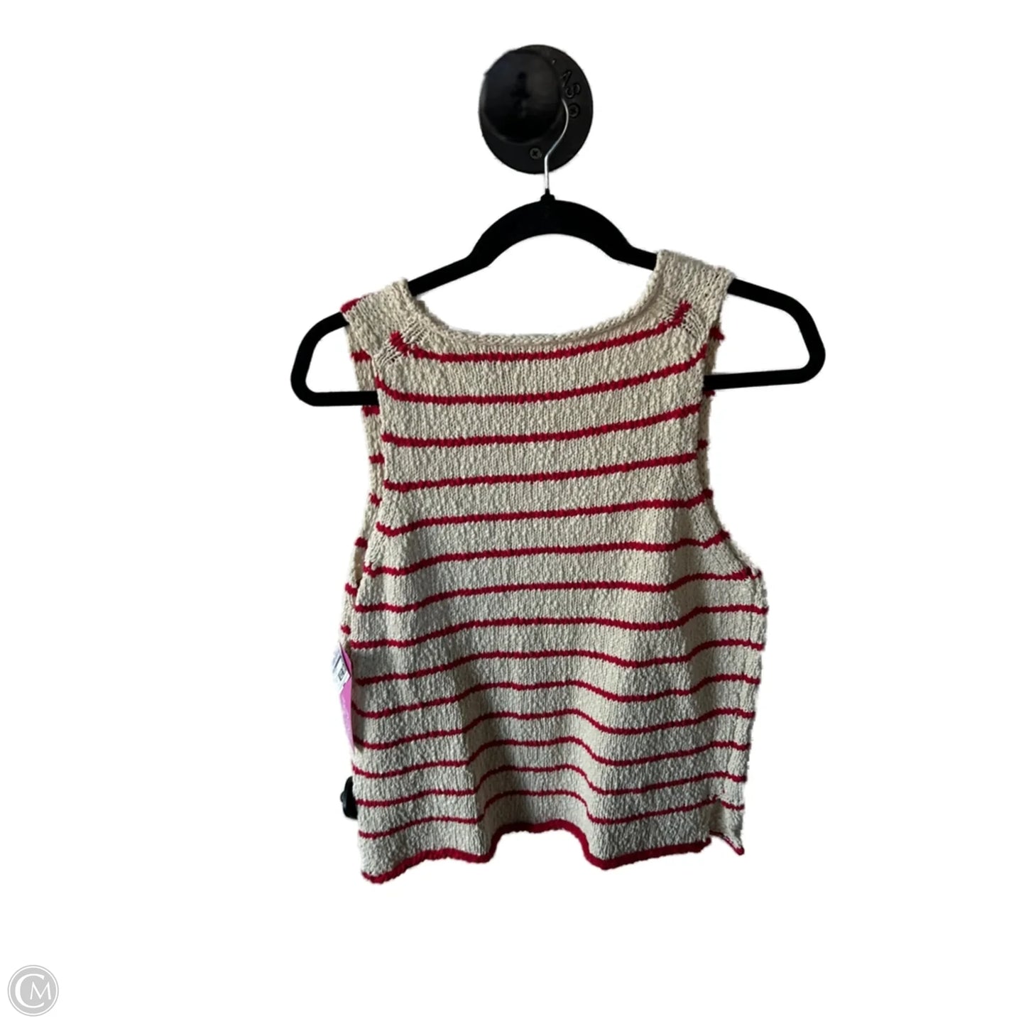 Vest Sweater By Evereve In Red & Tan, Size: M