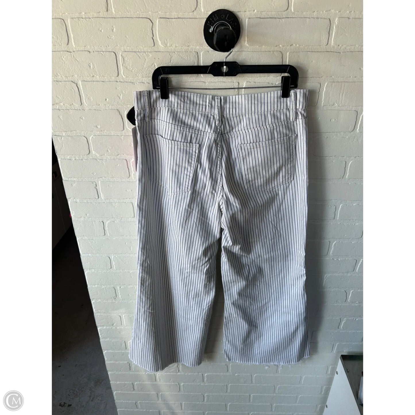 Jeans Cropped By Frame In Blue & White, Size: 12