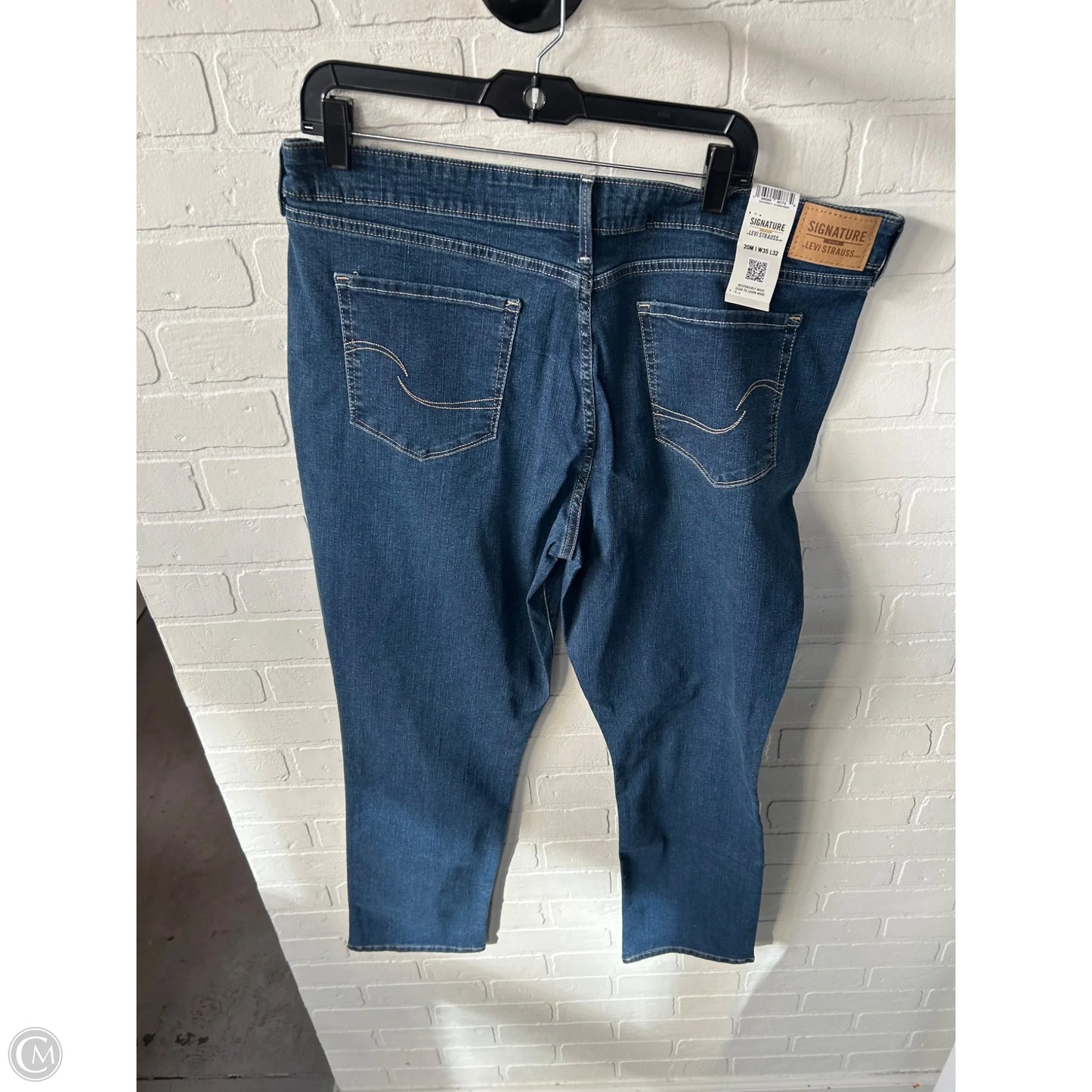 Jeans Straight By Levis Signature In Blue Denim, Size: 20