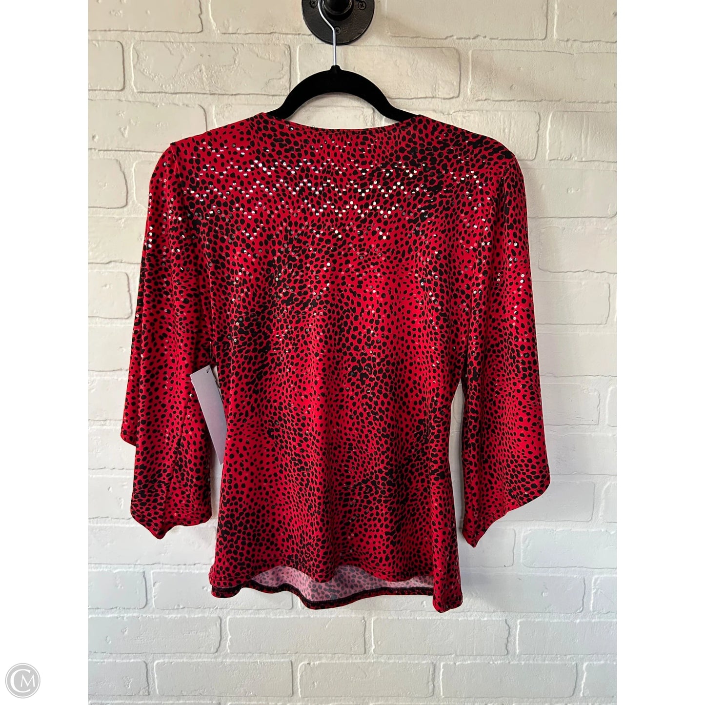 Top 3/4 Sleeve By Msk In Black & Red, Size: M