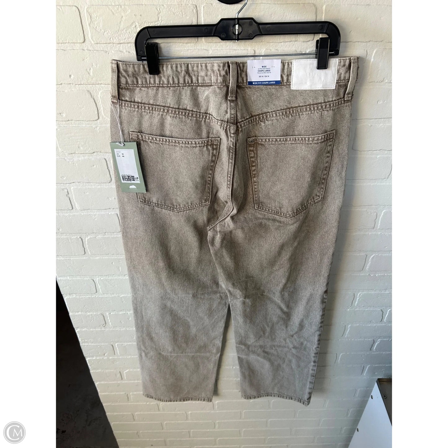 Jeans Wide Leg By H&m In Tan Denim, Size: 14