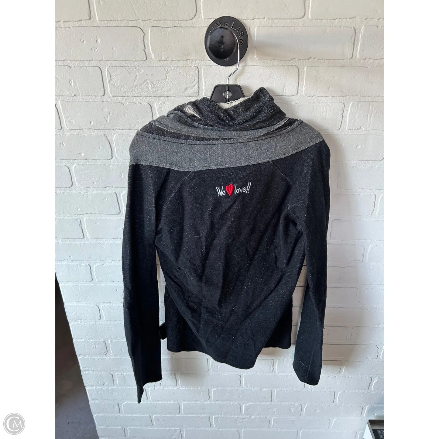 Top Long Sleeve By Desigual In Black & Grey, Size: L