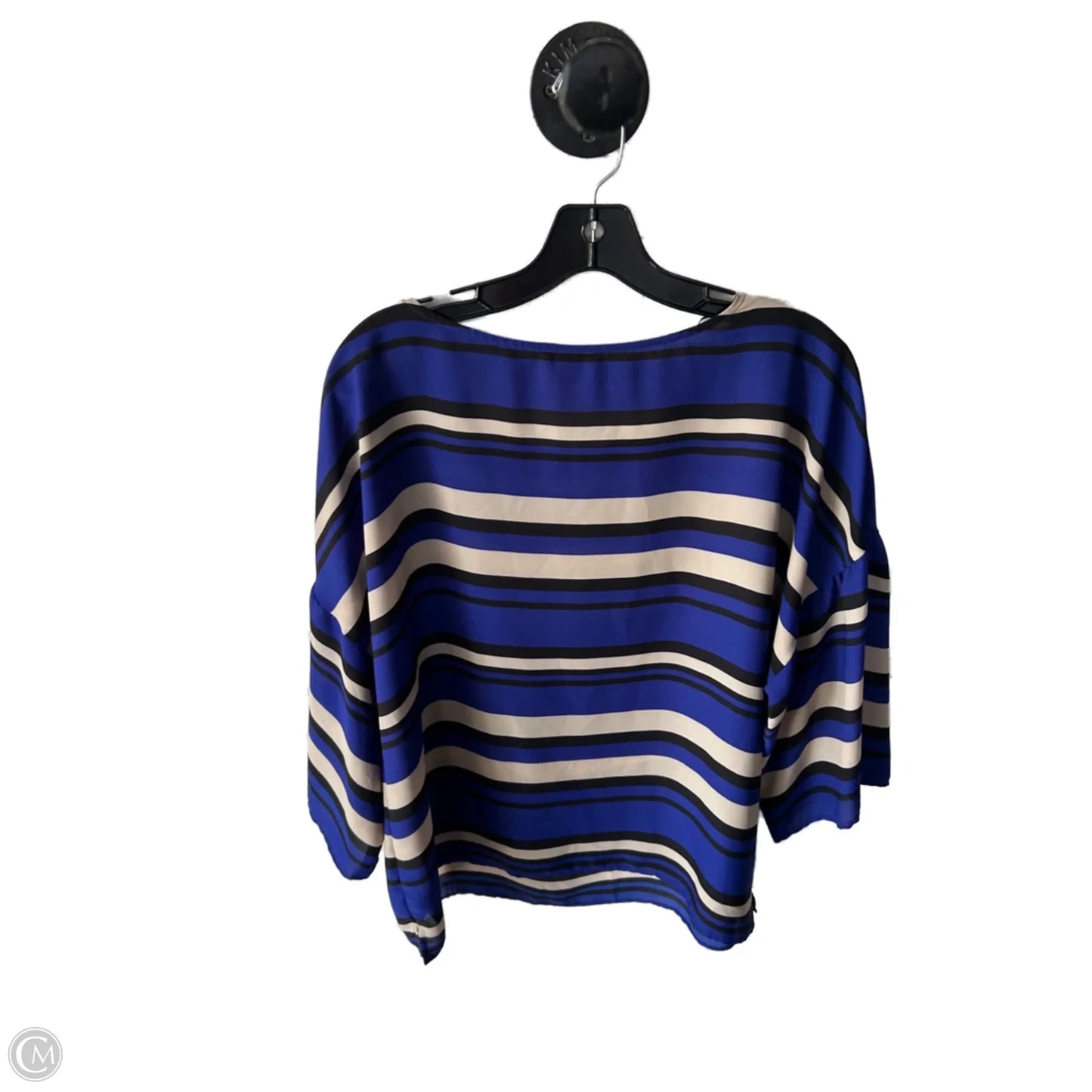 Top Short Sleeve By Vince Camuto In Blue & Tan, Size: M