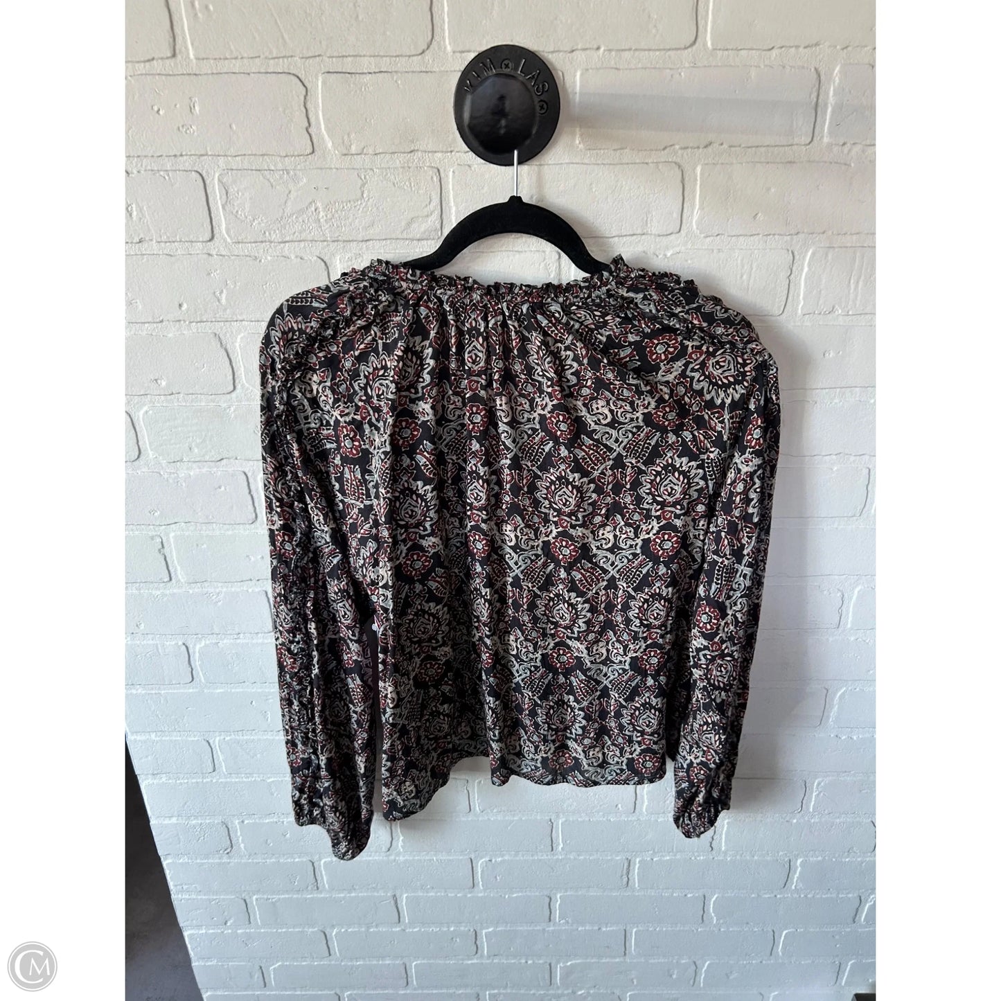 Top Long Sleeve By Evereve In Grey & Red, Size: S