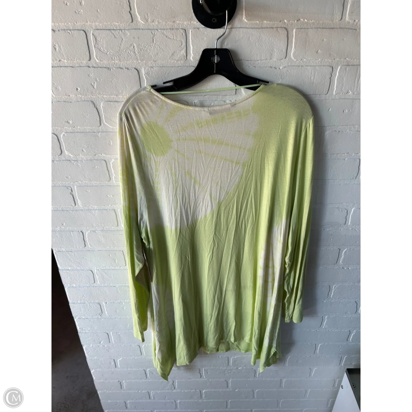 Top Long Sleeve By Soft Surroundings In Green & White, Size: 1x