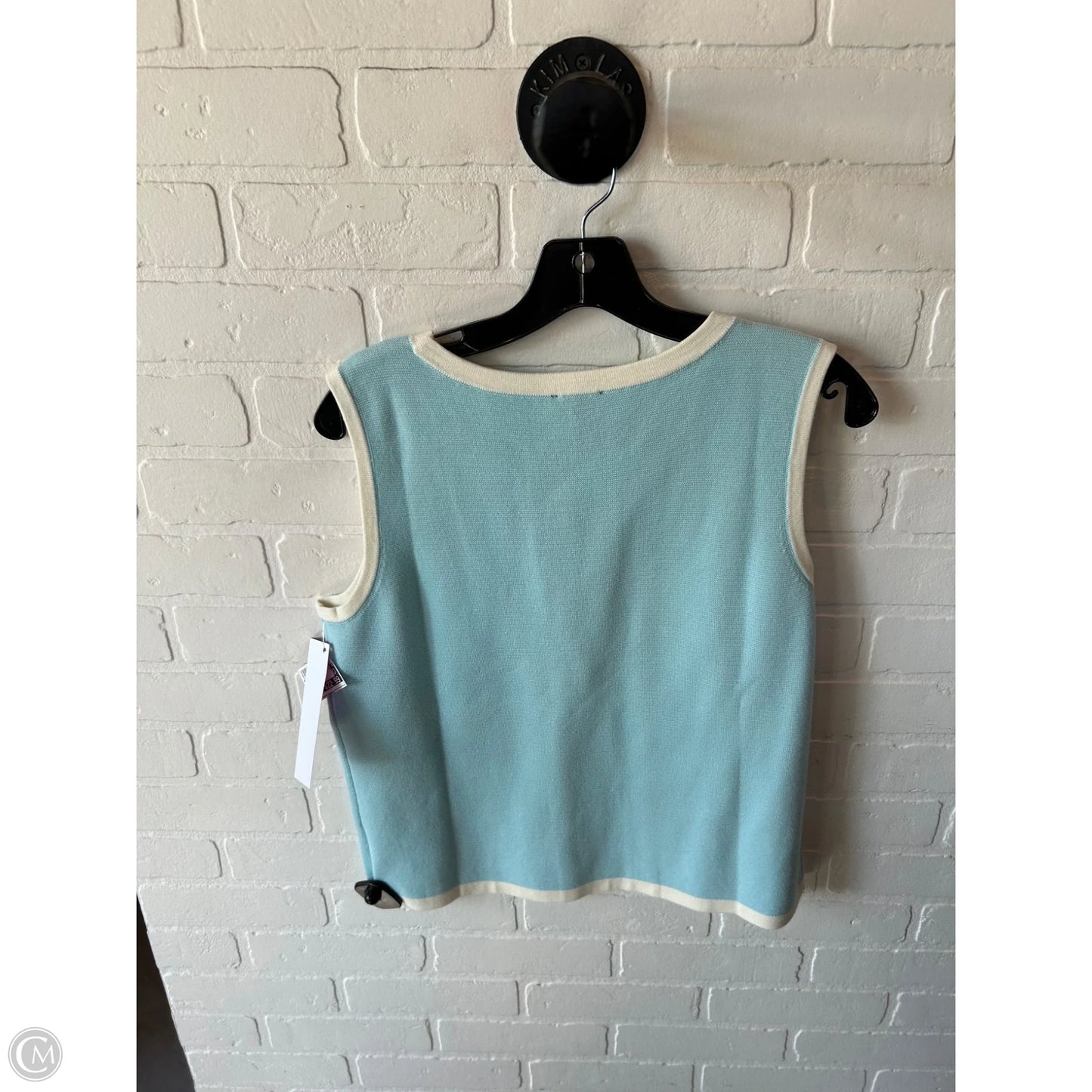 Vest Sweater By Talbots In Blue & Cream, Size: M