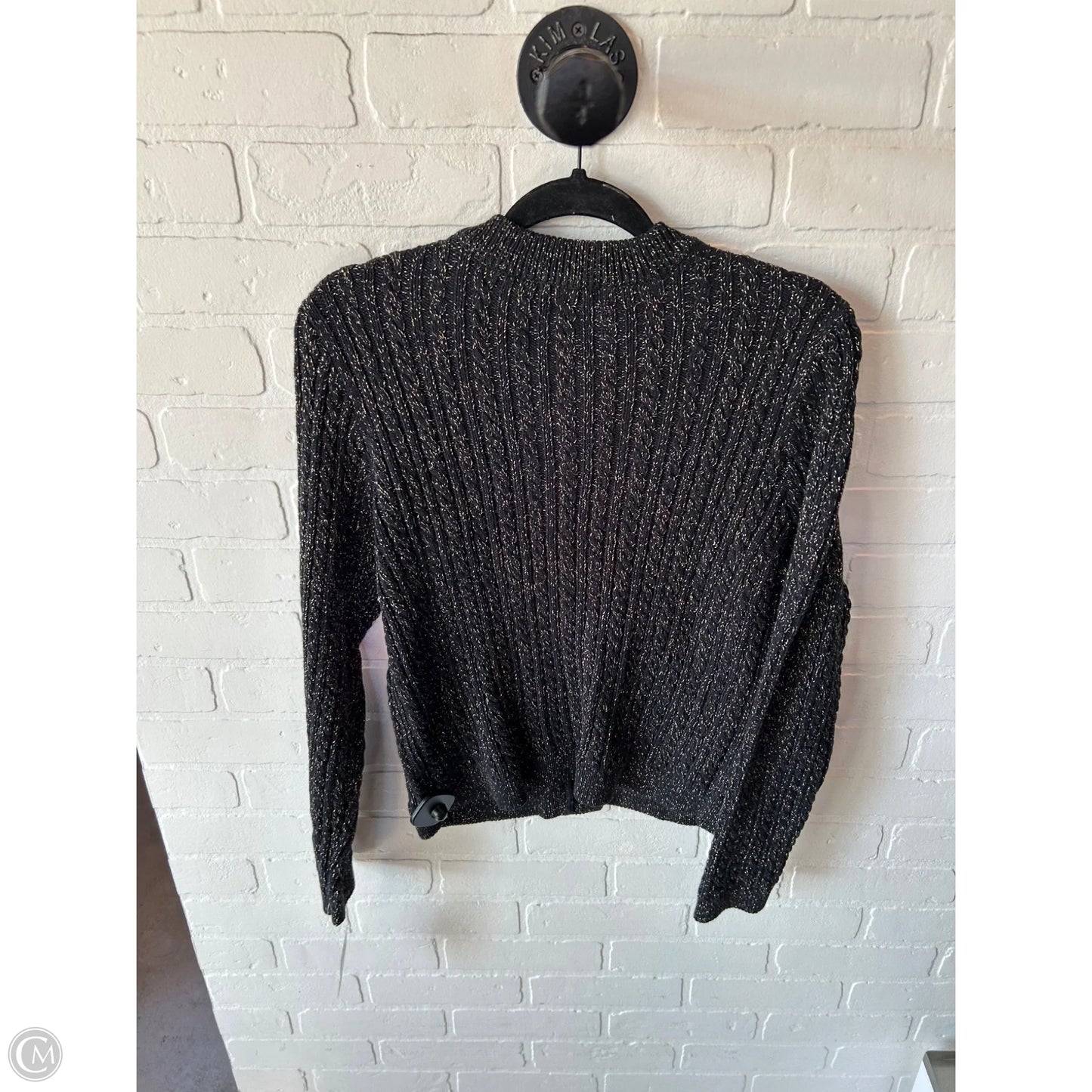 Sweater Cardigan By On 34th In Black & Gold, Size: S