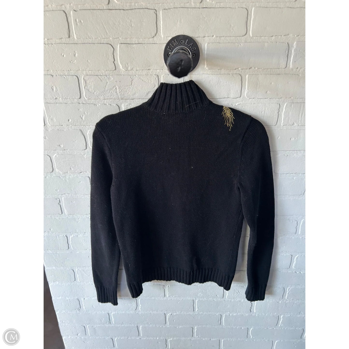 Sweater By Lauren By Ralph Lauren In Black & Gold, Size: S