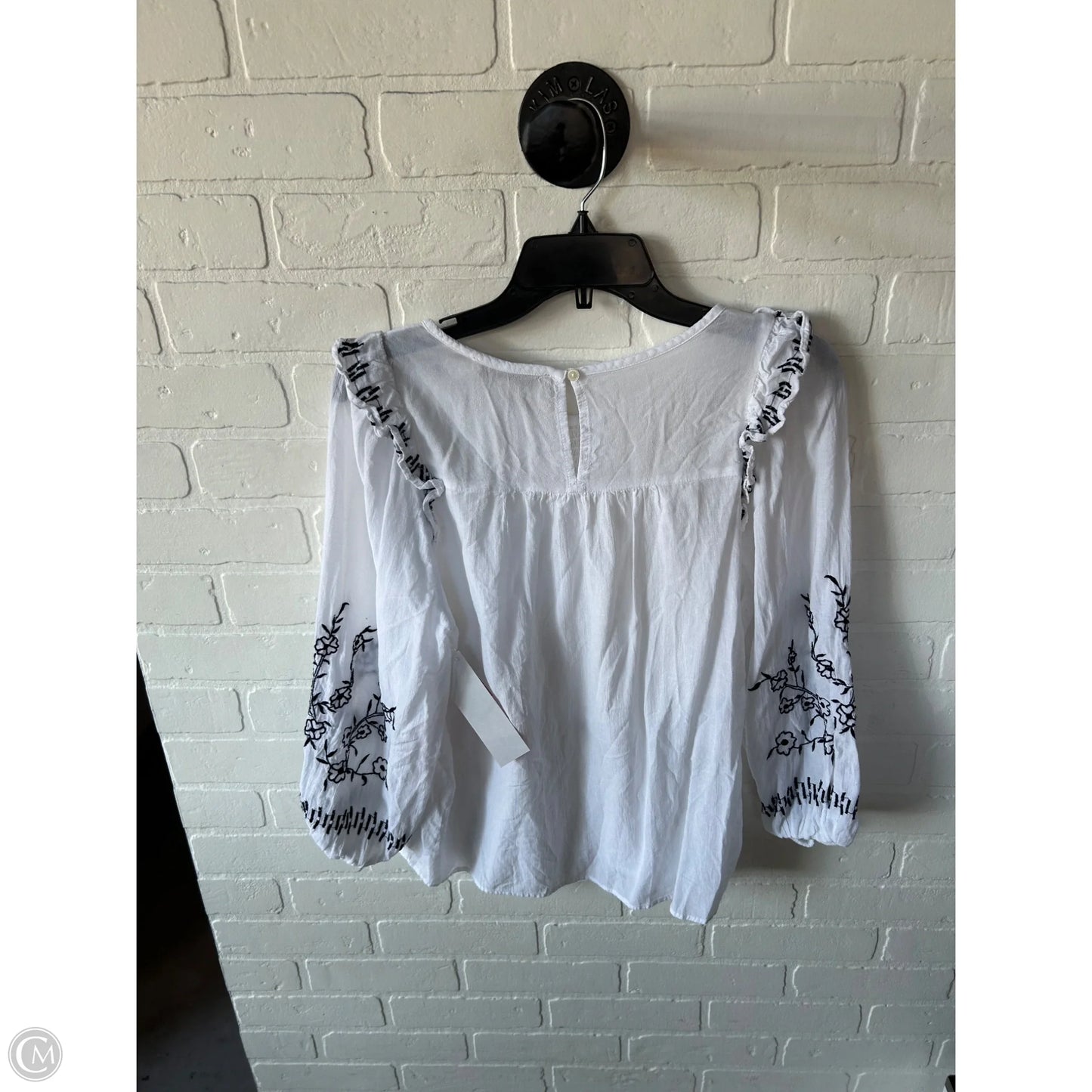 Top Long Sleeve By Loft In Black & White, Size: M
