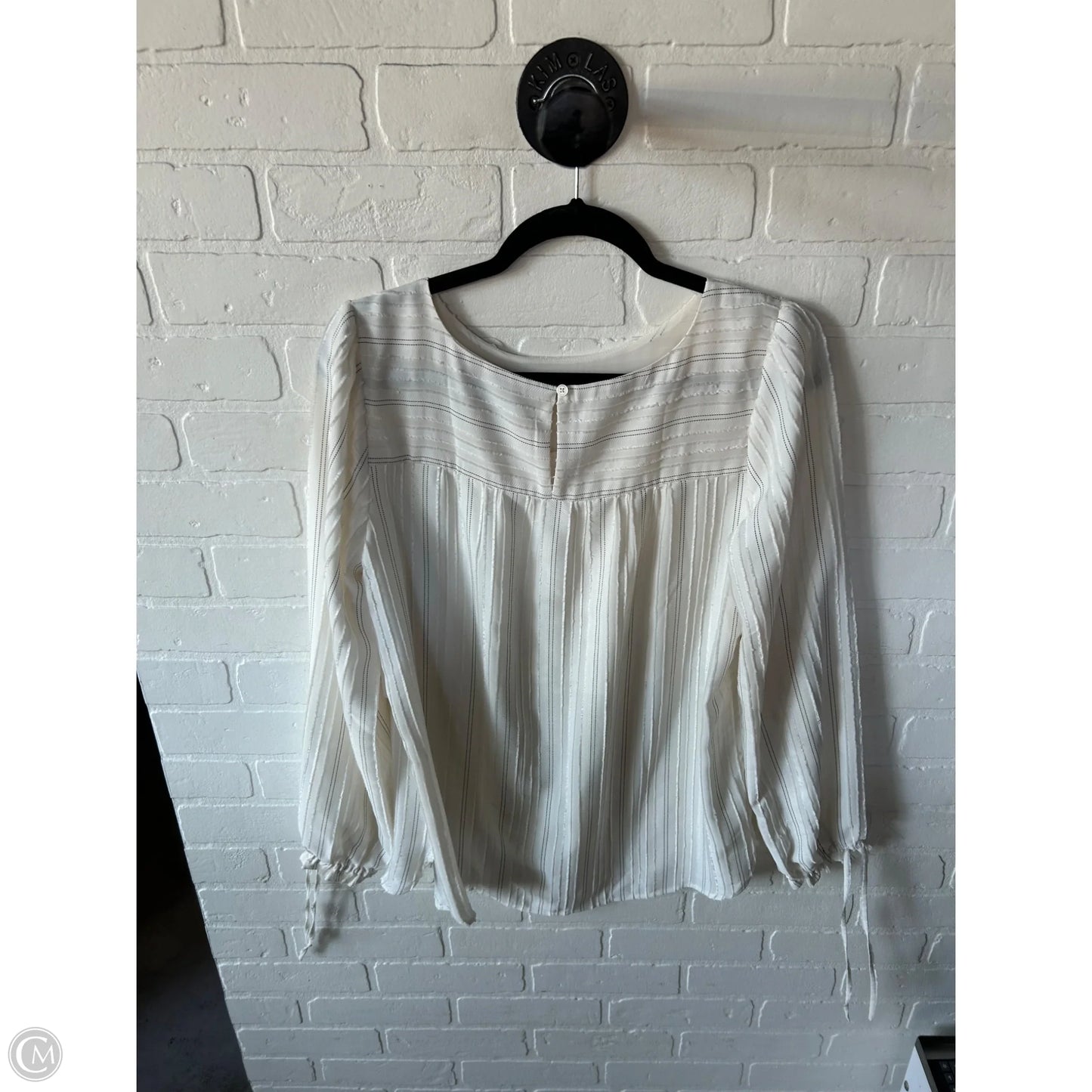 Top Long Sleeve By Loft In Black & Cream, Size: M