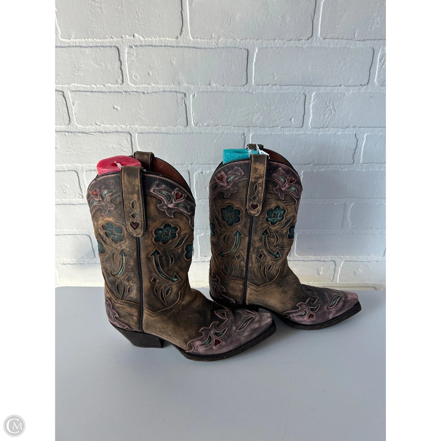 Boots Western By Dan Post In Brown & Pink, Size: 7