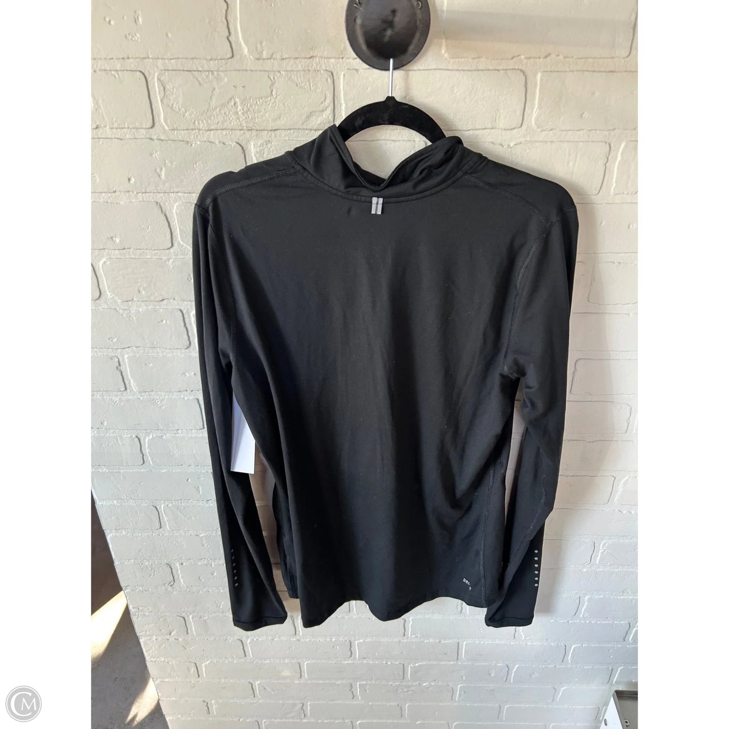 Athletic Top Long Sleeve Collar By Nike In Black, Size: L