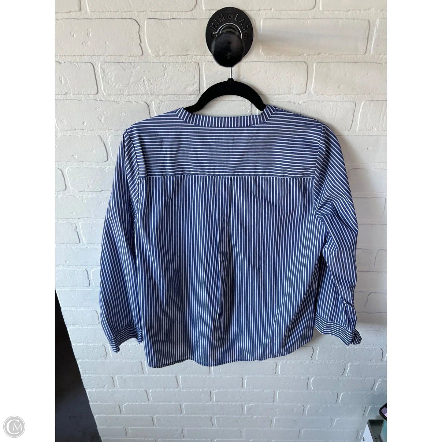 Top Long Sleeve By J. Crew In Blue & White, Size: M