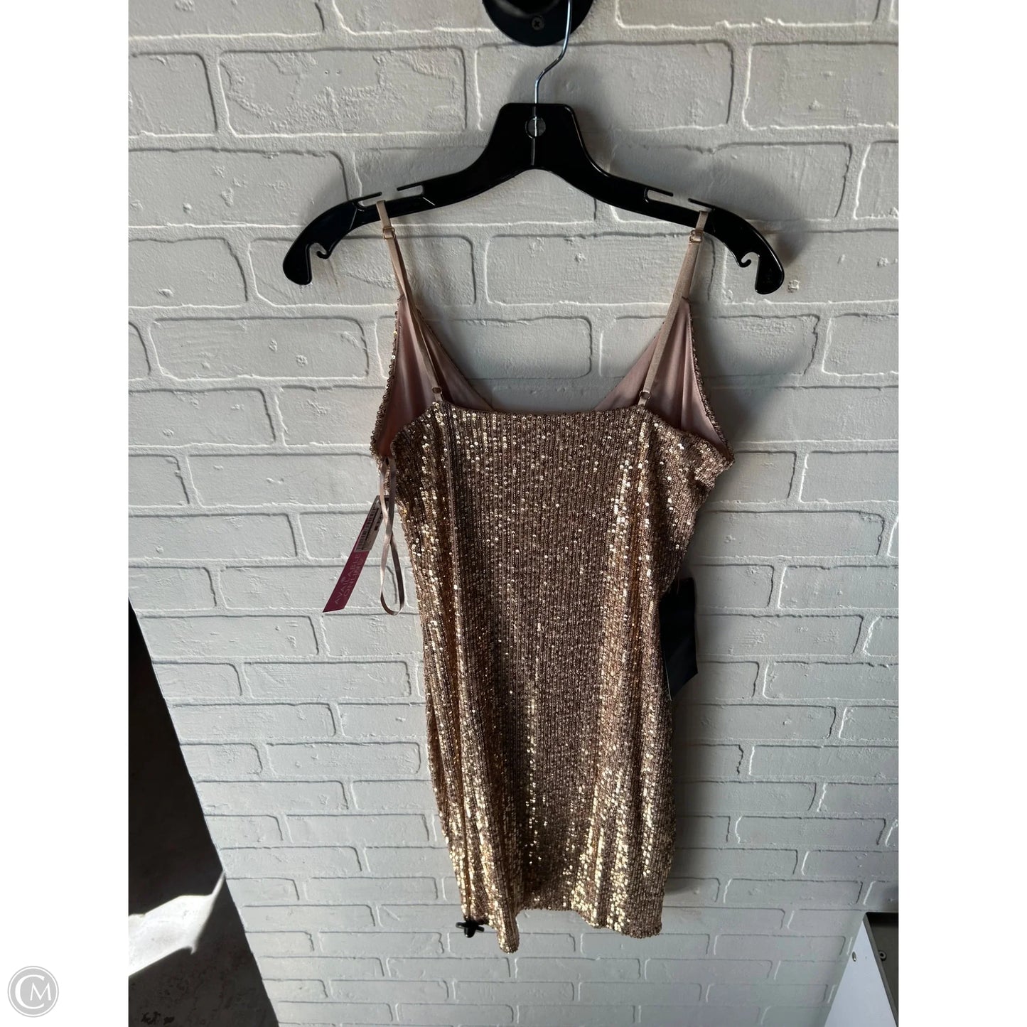Dress Party Midi By Bebe In Rose Gold, Size: M