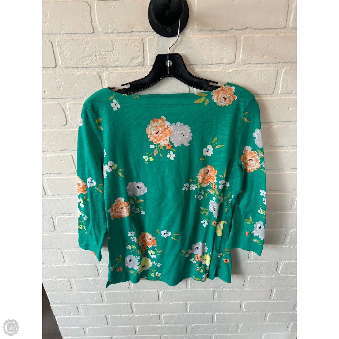 Top 3/4 Sleeve By Loft In Green & Orange, Size: M