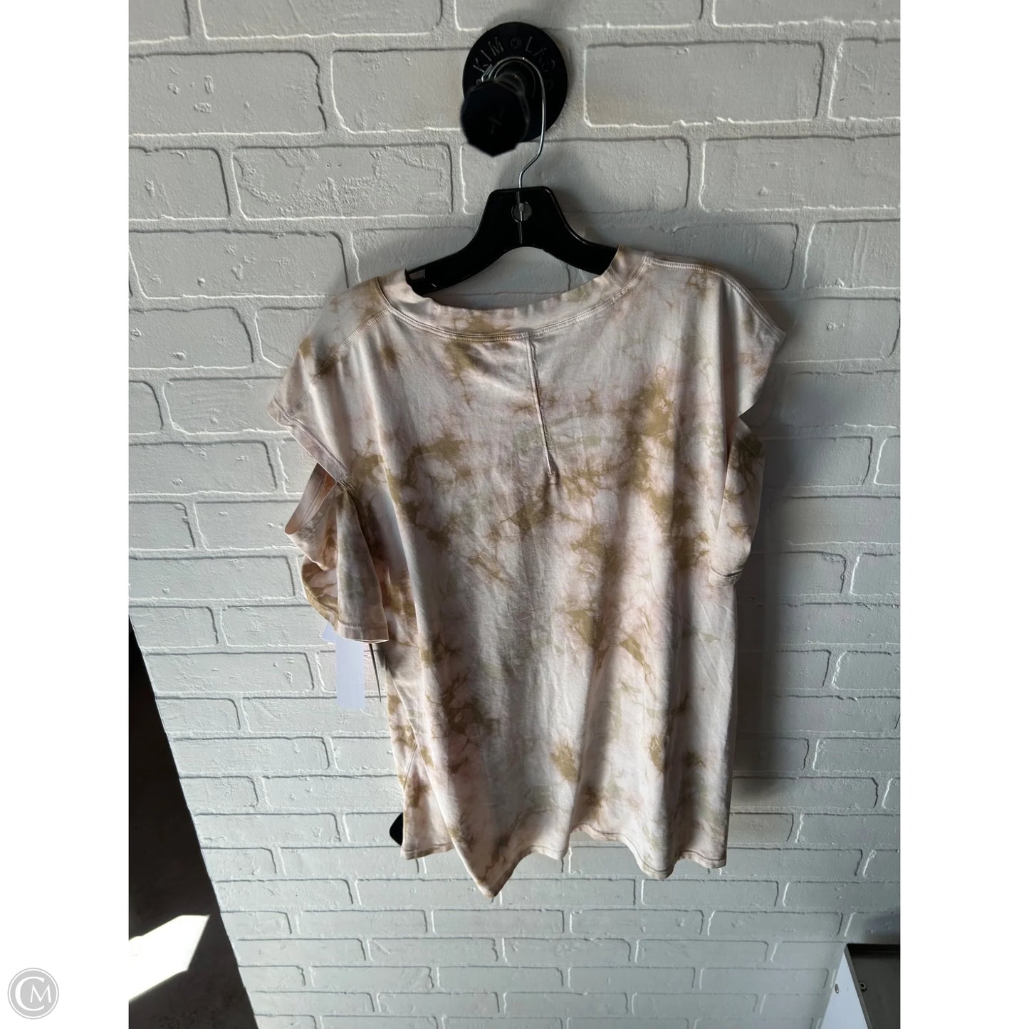 Athletic Top Short Sleeve By Lululemon In Pink & Tan, Size: M