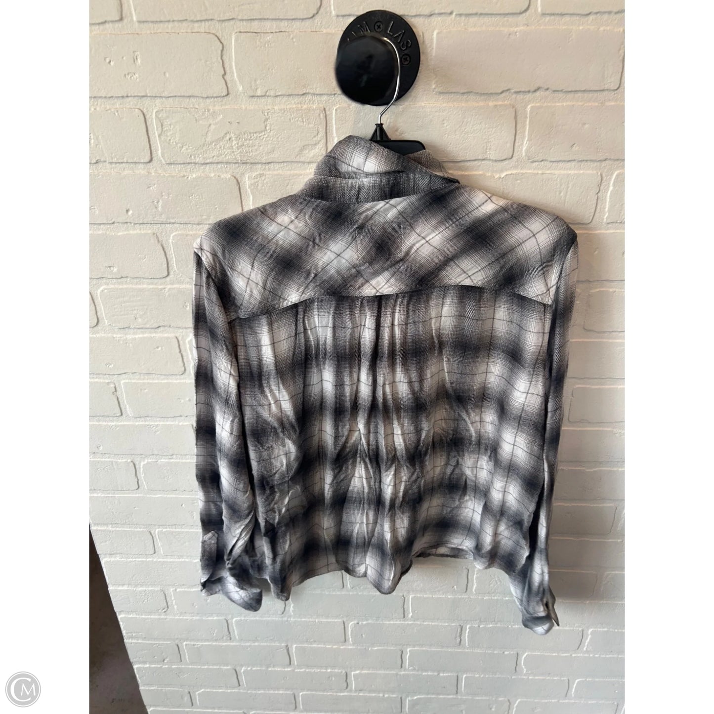 Top Long Sleeve By Rails In Grey & White, Size: Xl