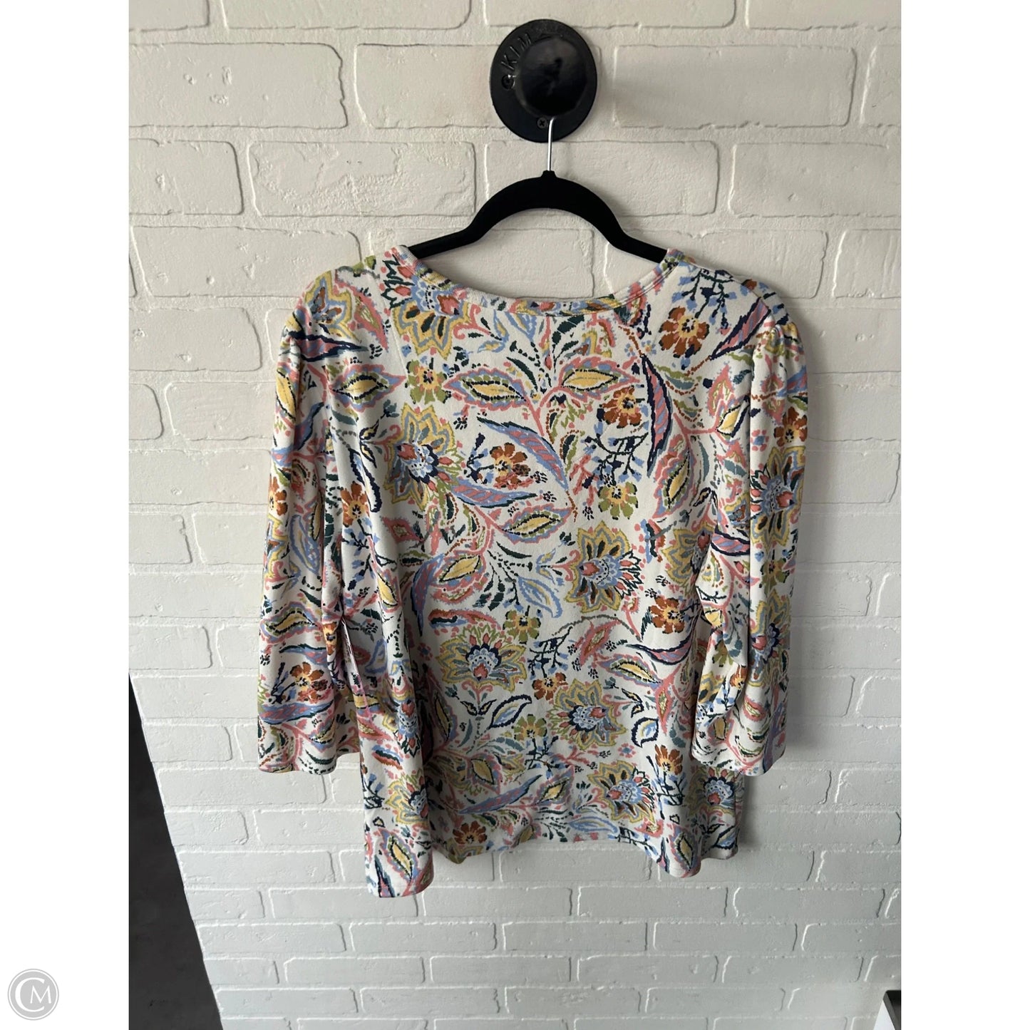 Top 3/4 Sleeve By Denim And Co Qvc In Blue & Pink, Size: L