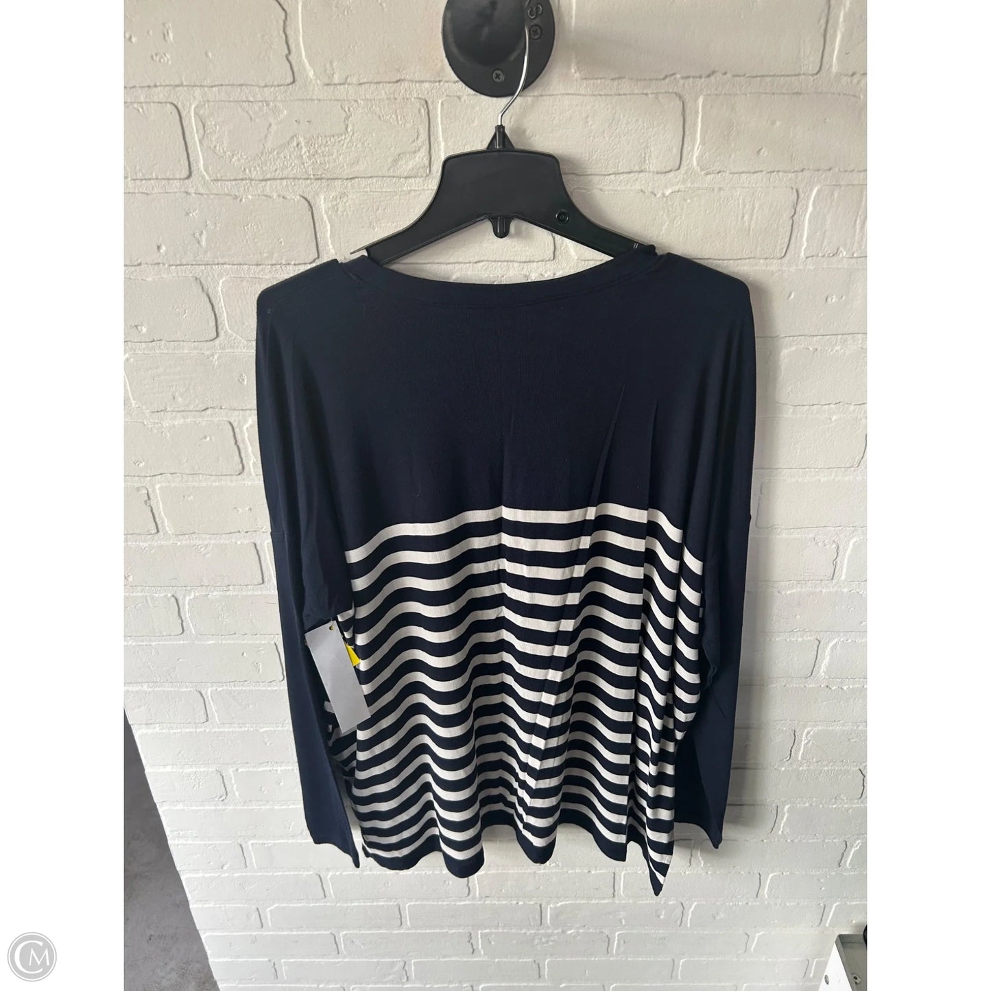 Top Long Sleeve By Cabi In Blue & White, Size: L