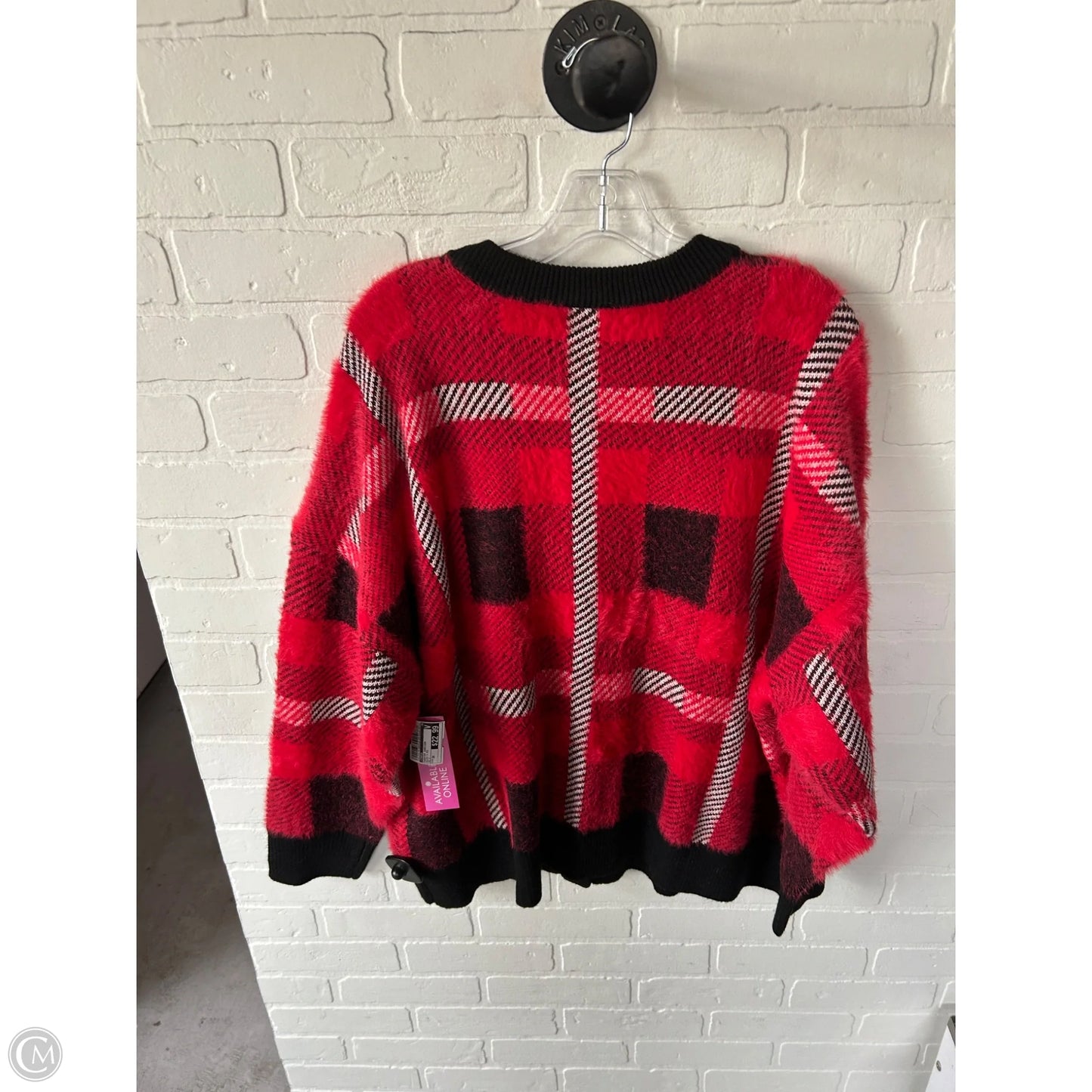 Sweater Cardigan By Torrid In Black & Red, Size: 3x