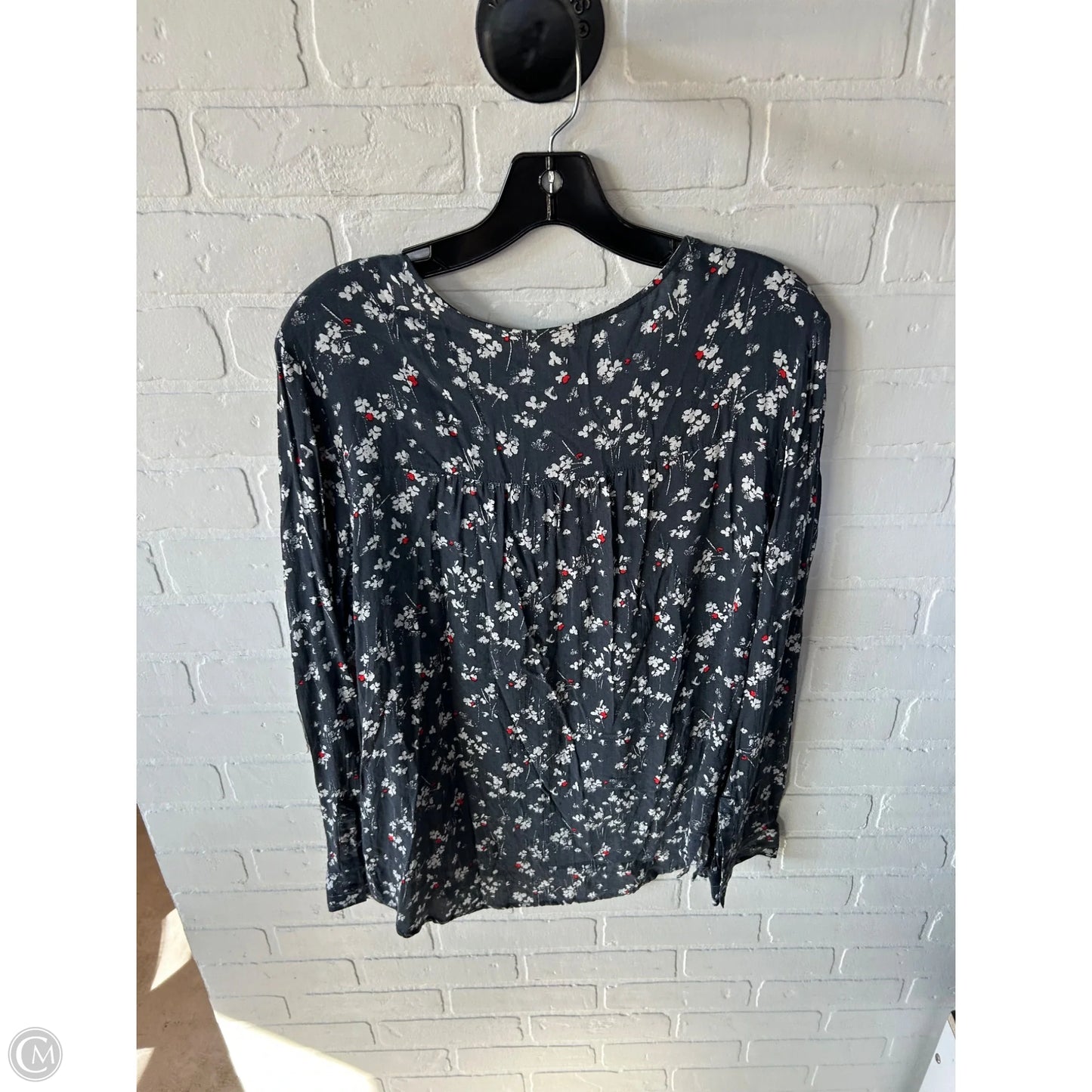 Top Long Sleeve By Hinge In Grey & White, Size: L