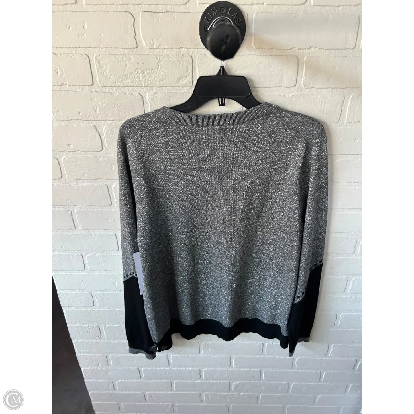 Sweater Designer By Karl Lagerfeld In Black & Silver, Size: L