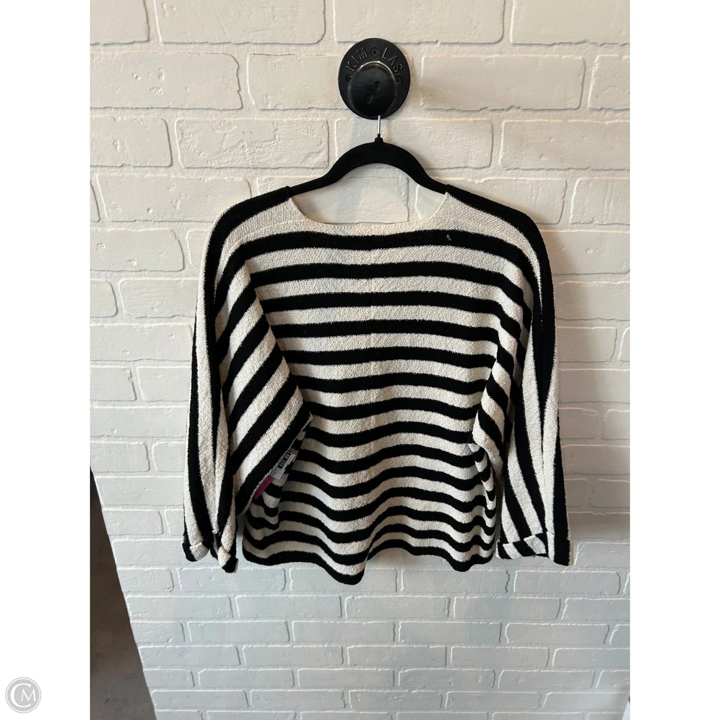 Top Long Sleeve By Zara In Black & Cream, Size: M