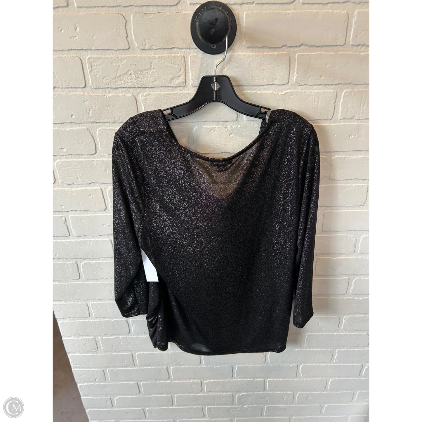 Top Long Sleeve By Beverly Drive In Black & Silver, Size: 1x