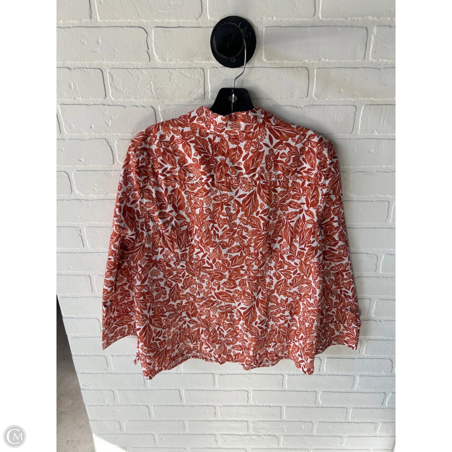 Top Long Sleeve By Croft And Barrow In Orange & White, Size: Xlp
