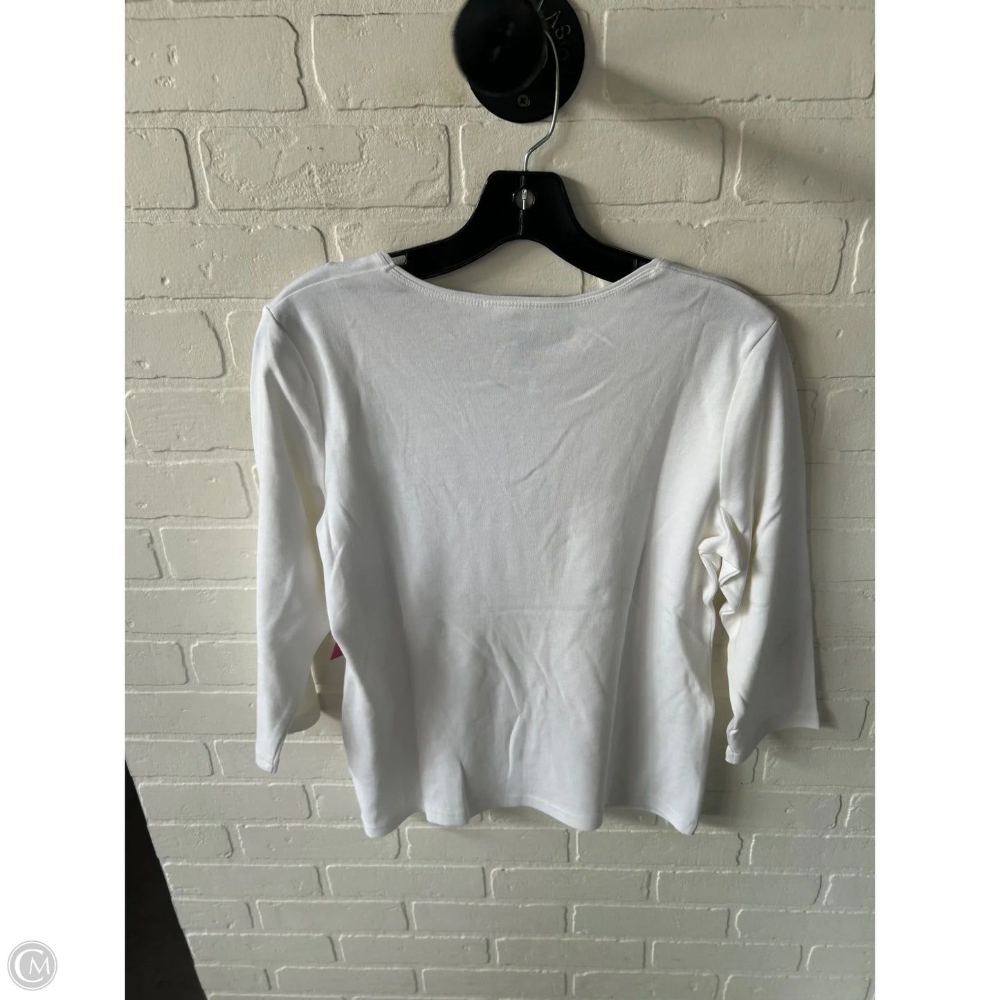Top 3/4 Sleeve Basic By Karen Scott In White, Size: Mp