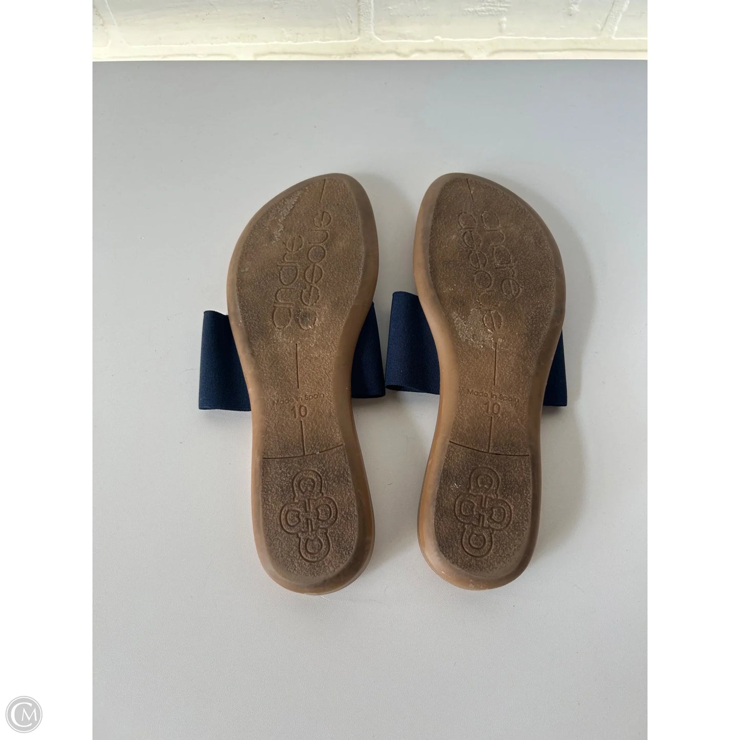 Sandals Flats By Clothes Mentor In Blue & Tan, Size: 10