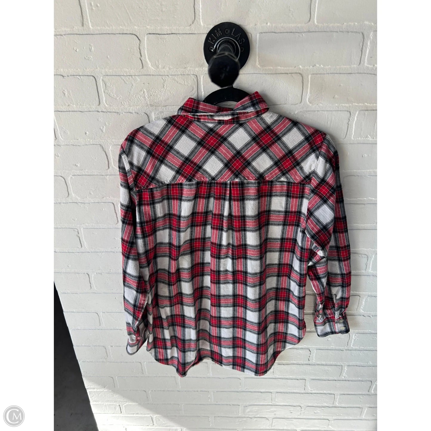 Top Long Sleeve By Loft In Red & White, Size: S