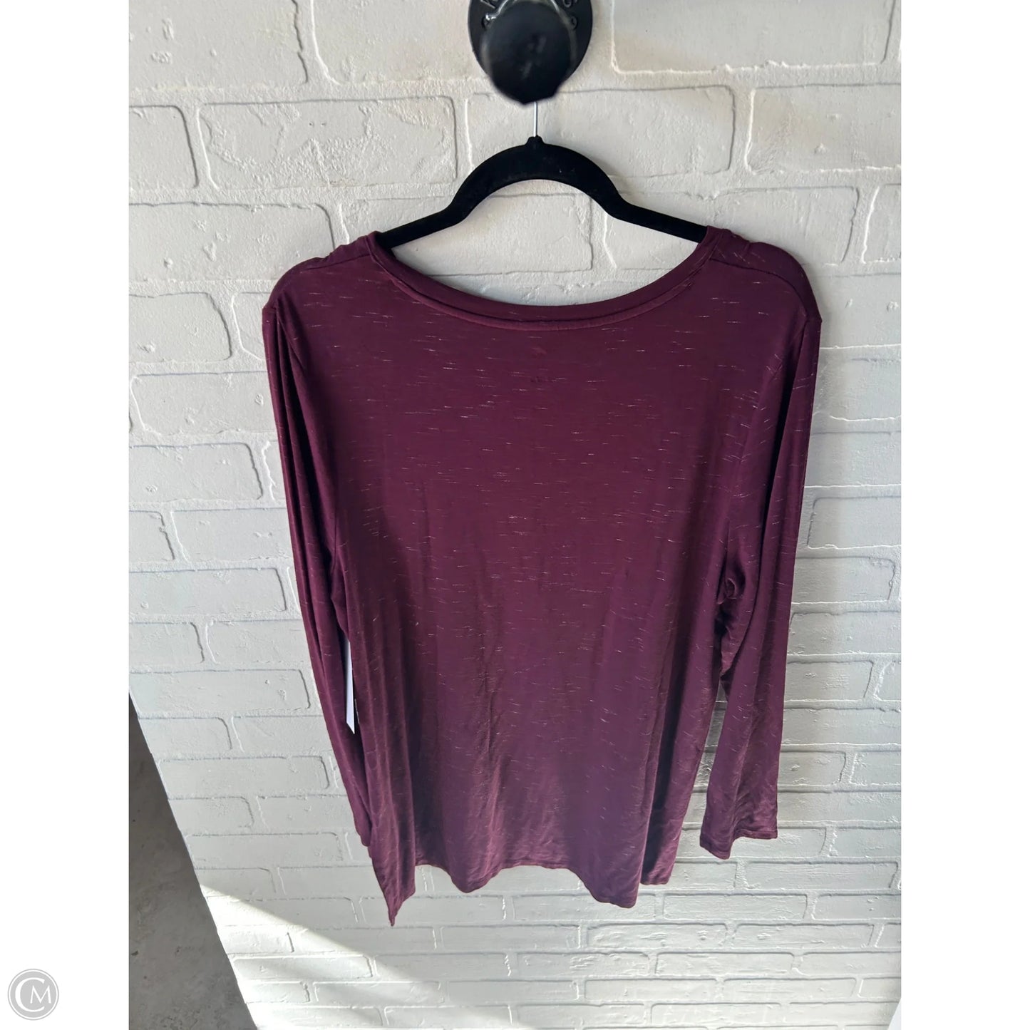 Top Long Sleeve Basic By Dip In Maroon, Size: L