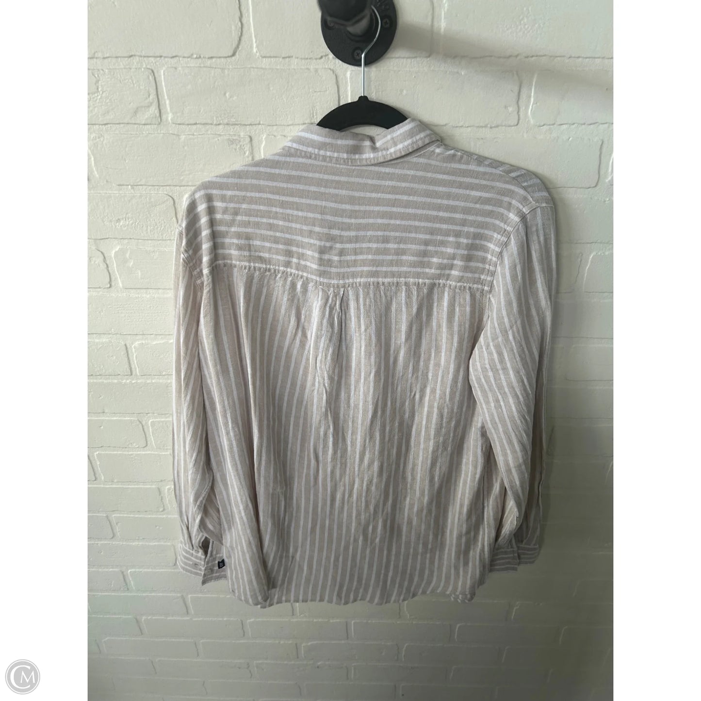 Top Long Sleeve By Gap In Tan & White, Size: L