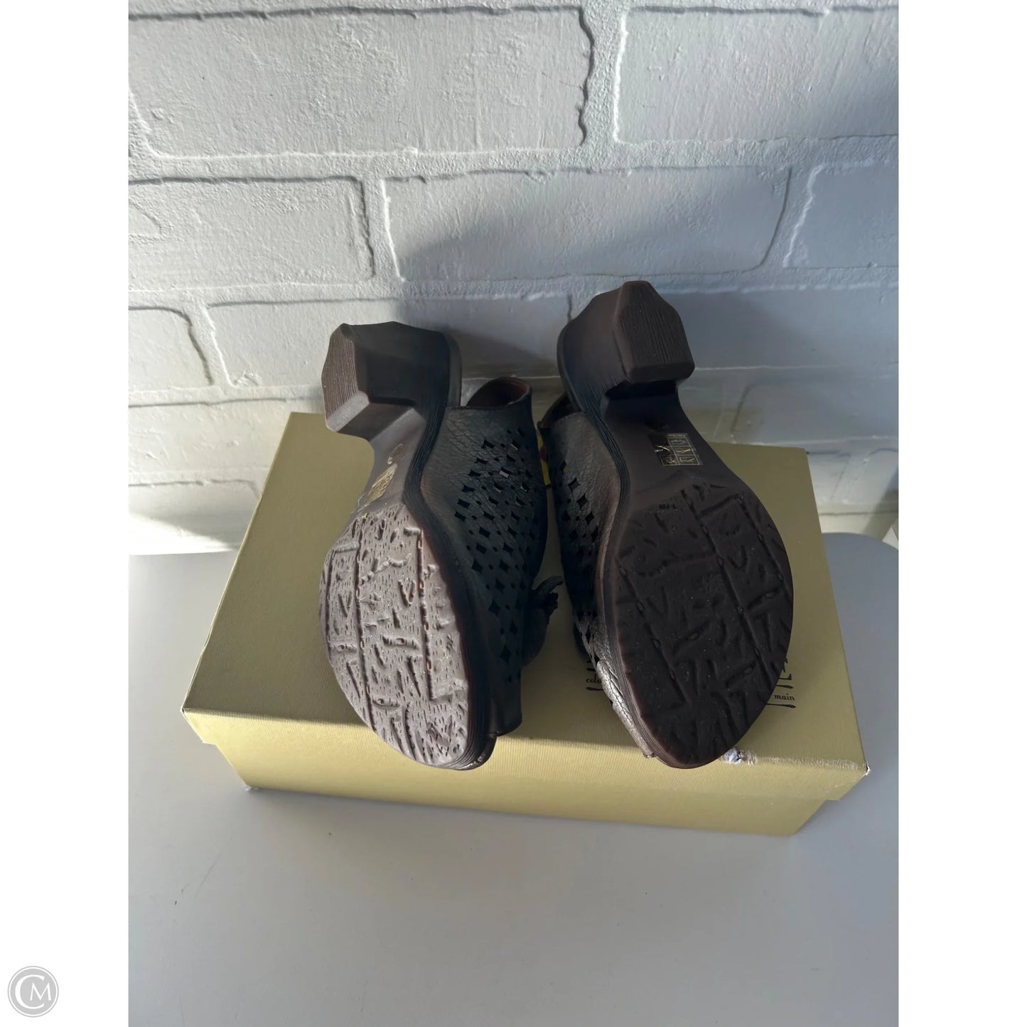 Sandals Heels Block By Spring Step In Bronze, Size: 6.5