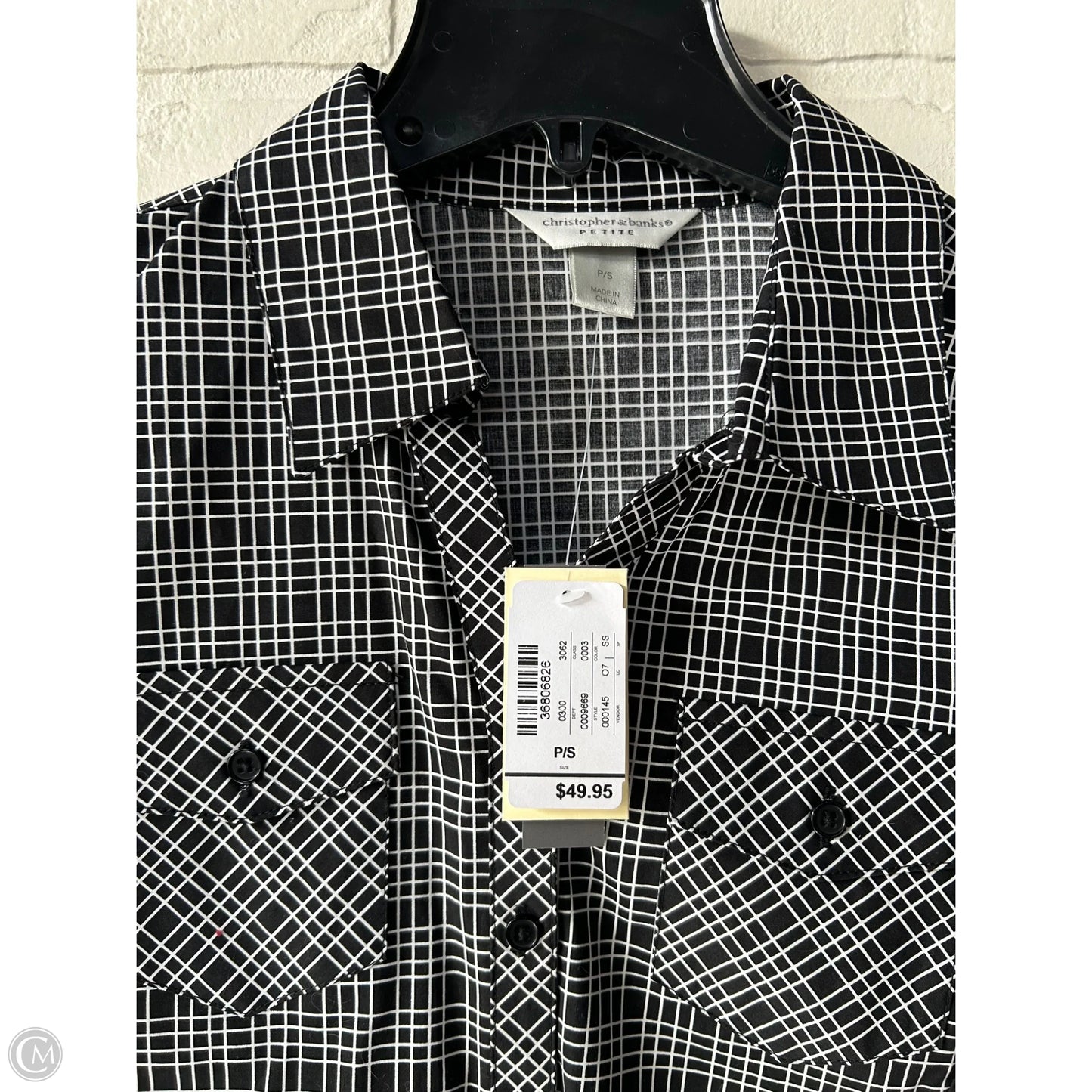 Top 3/4 Sleeve By Christopher And Banks In Black & White, Size: Sp