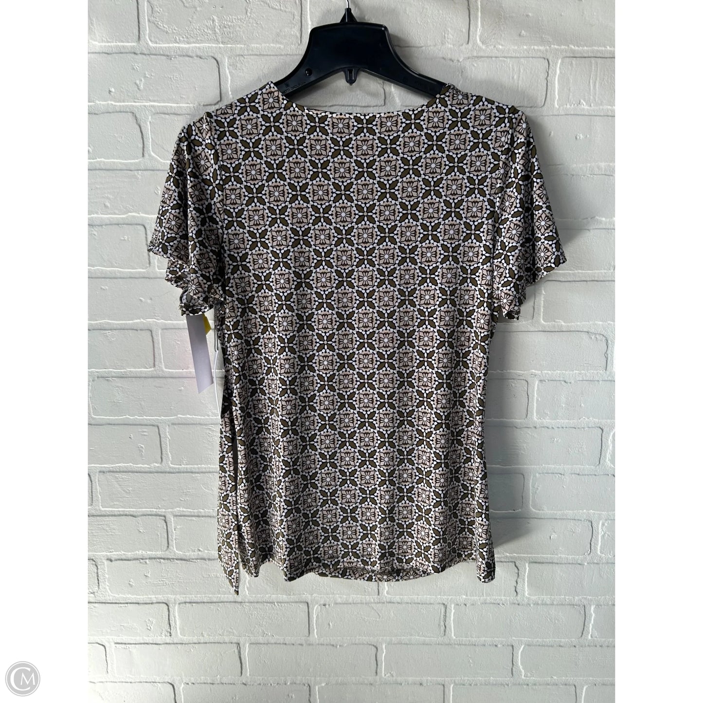 Top Short Sleeve By Liz Claiborne In Green & Tan, Size: S